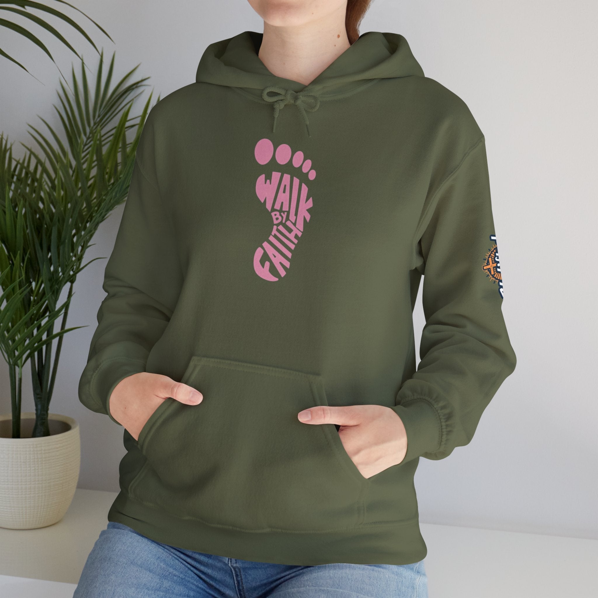 Walk By Faith Footprint Hoodie Printify