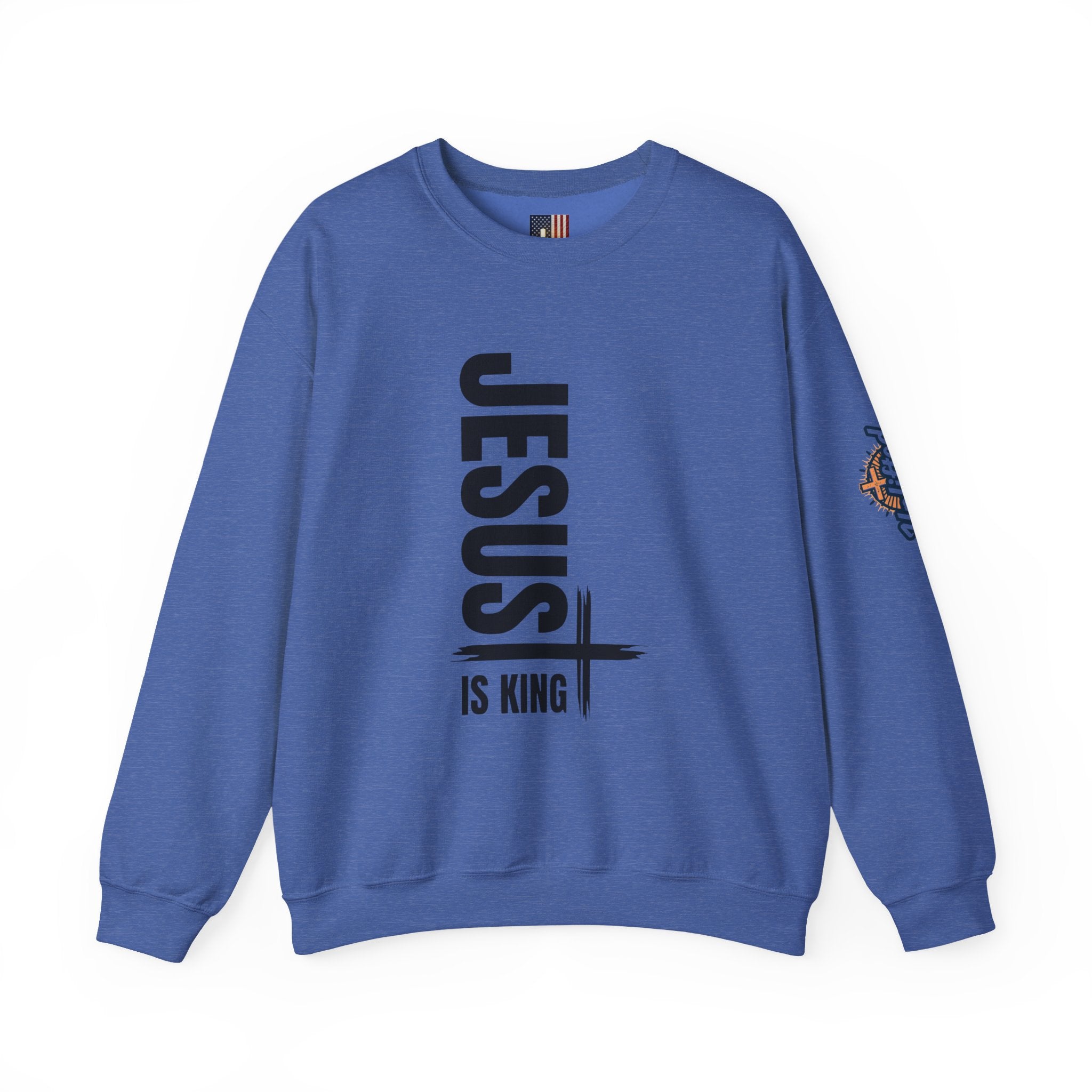 Jesus Is King Sweatshirt | Modern Typographic Cross Christian Sweatshirt Printify