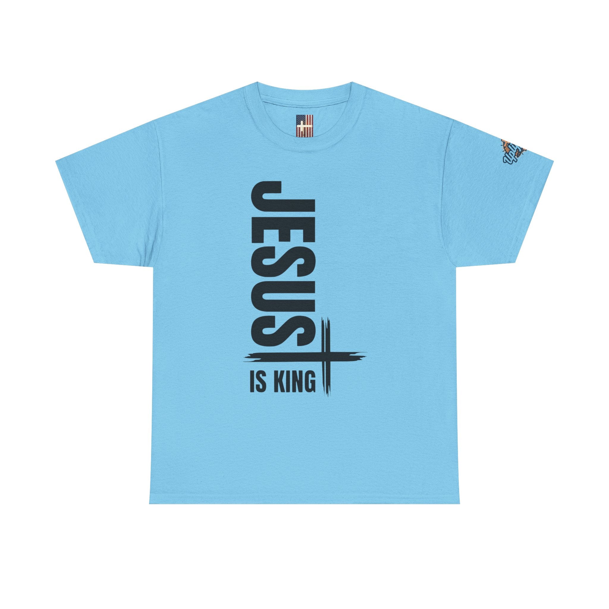 Jesus Is King T-shirt | Modern Typographic Cross Christian T-shirt Printify