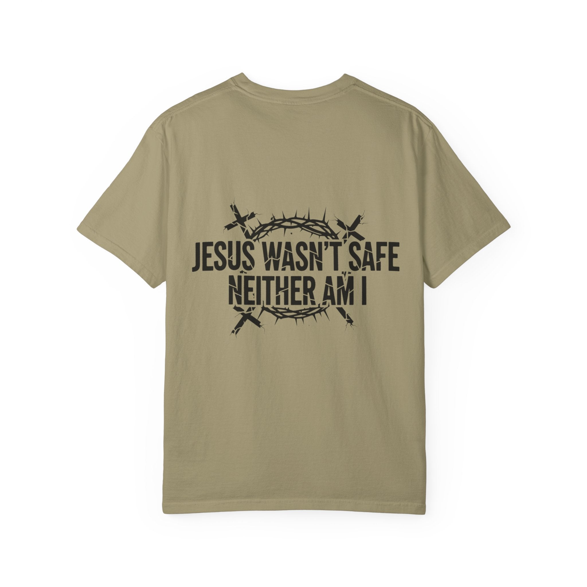 ⚡ Jesus Wasn’t Safe – Neither Am I | Bold Christian T-Shirt | Storm-Walking Faith Tee | Minimalist Black & White Design | Uplifted Gear Printify