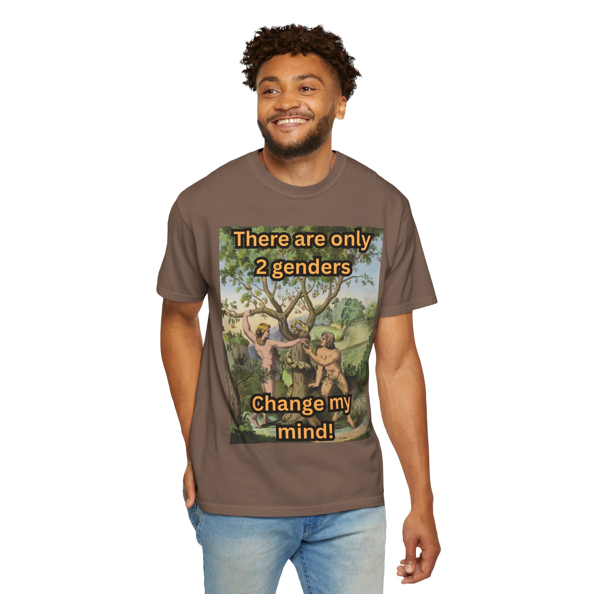 There Are Only 2 Genders T-Shirt – Adam & Eve Cross Christian Tee for Bold Faith Printify