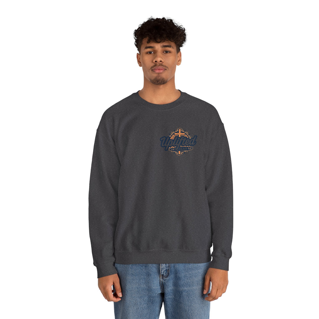 Walk by Faith, Not by Sight Sweatshirt – Moonlit Footprints Christian Sweatshirt for Cozy Nights Printify