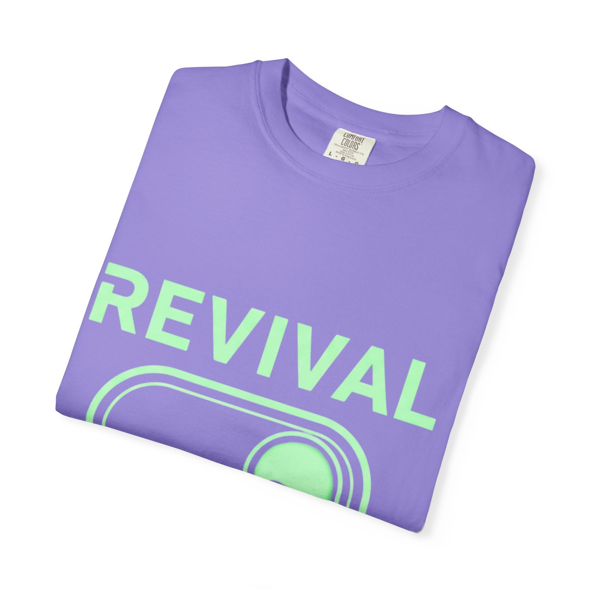 🔥 Revival Mode: ON – Christian Techwear T-Shirt | Glowing Green Faith Switch | Futuristic Jesus Shirt | Activate Your Spiritual Awakening | Uplifted Gear Printify