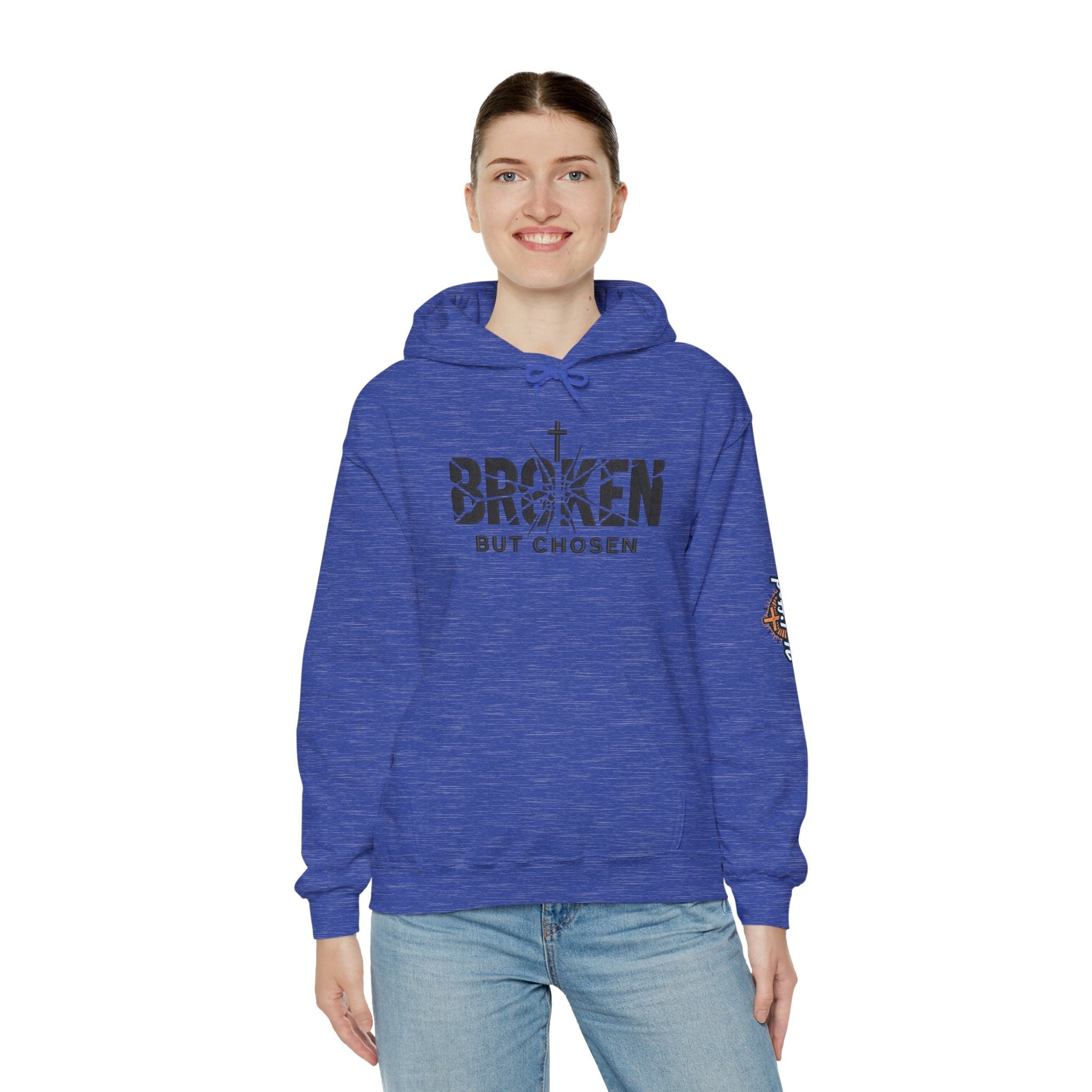 Broken But Chosen Hoodie — Christian Faith Graphic Sweatshirt Printify