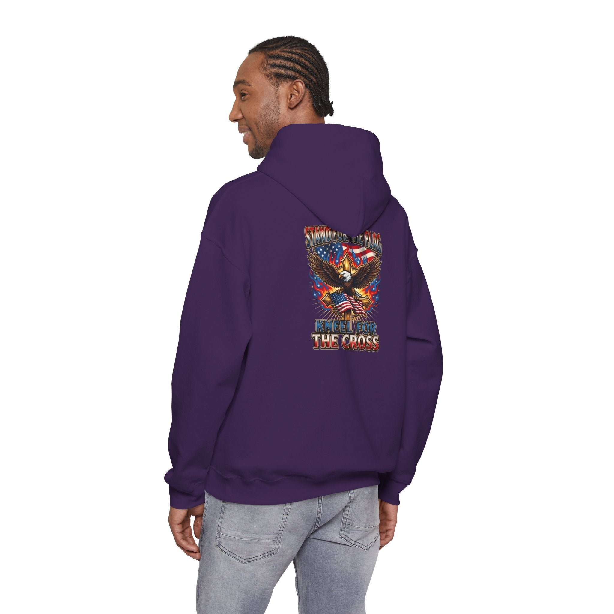Stand for the Flag Kneel for the Cross Hoodie | Patriotic Eagle Hoodie Printify