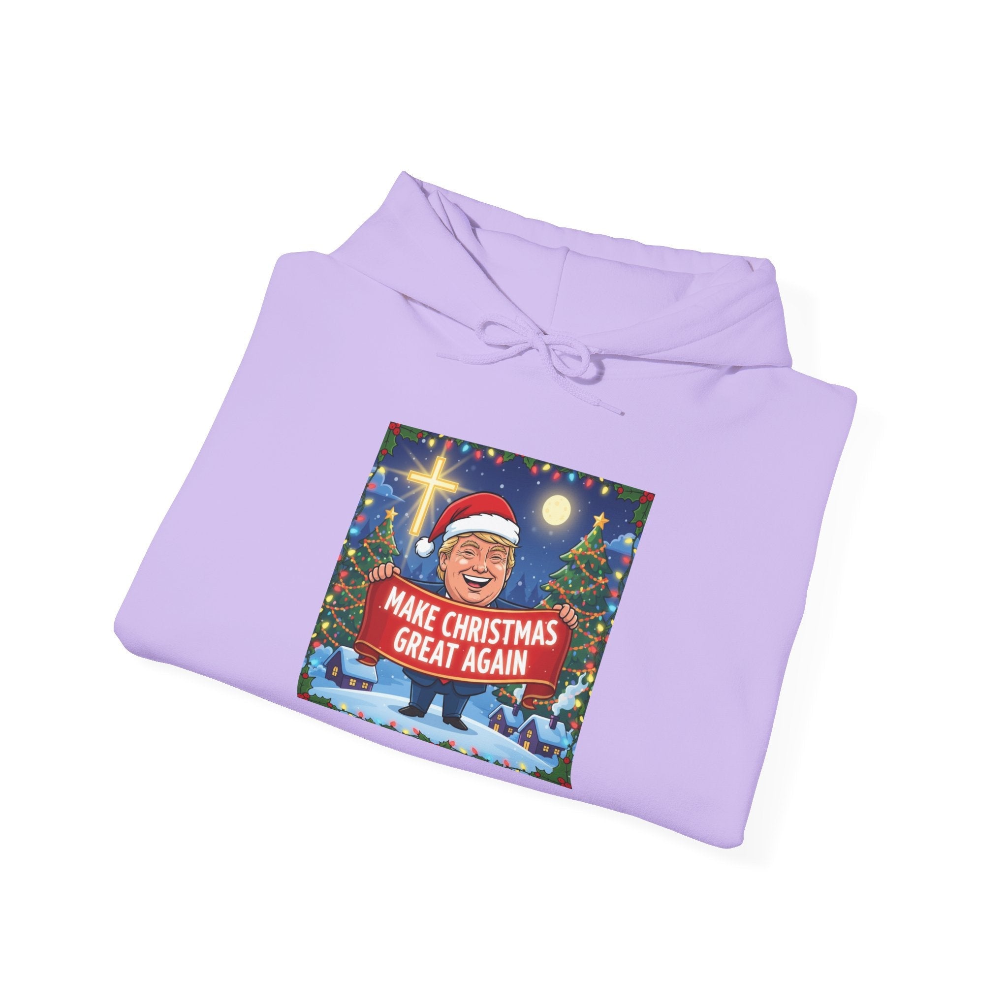 🎄 Make Christmas Great Again – Patriotic Christian Christmas Hoodie | Bold Holiday Faith Tee | Red & White Banner Design | Uplifted Gear Printify