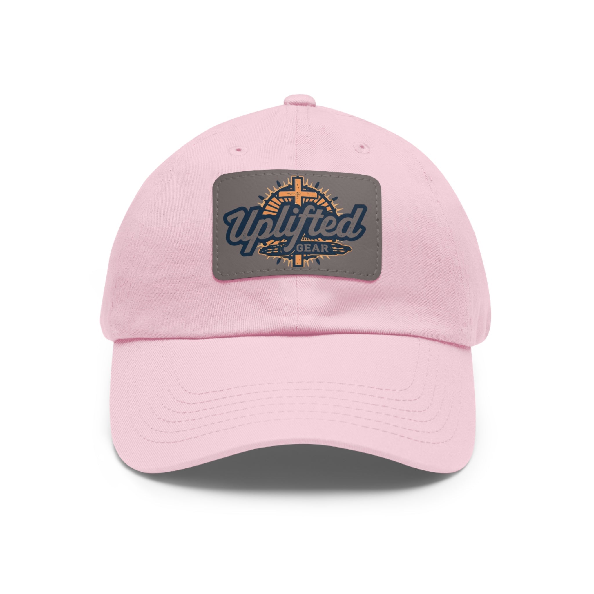 Uplifted Gear Leather Patch Dad Hat — Vintage Aviation Logo Cap Printify