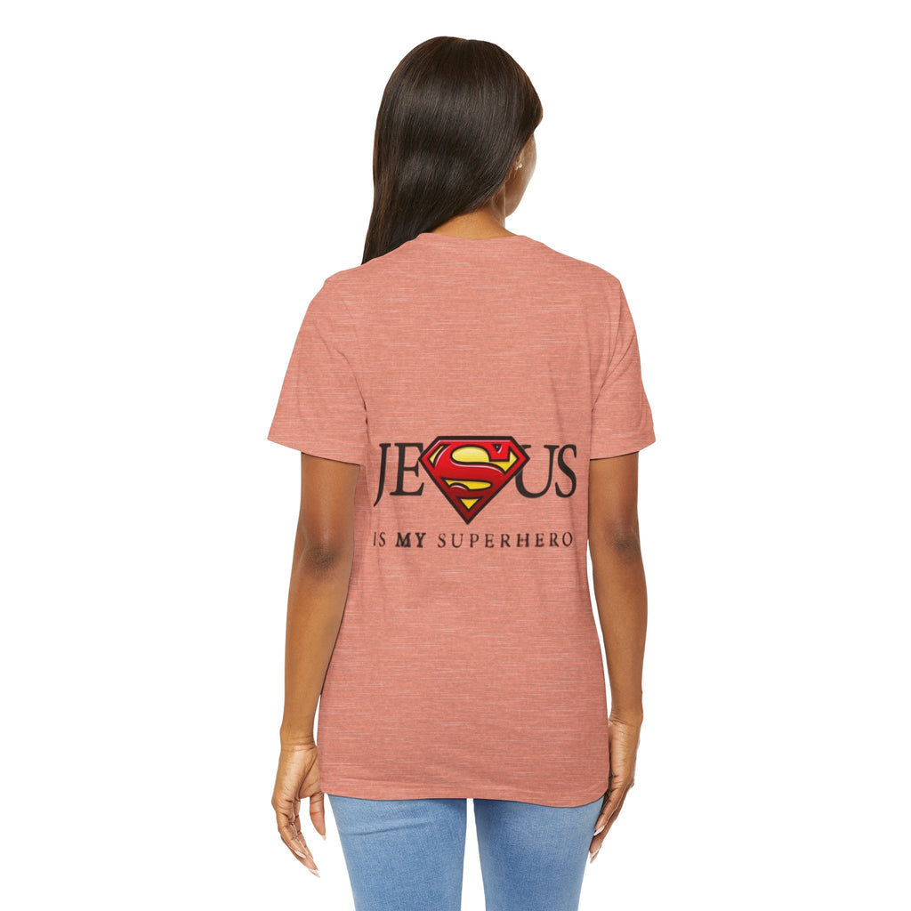 Jesus Is My Superhero T-Shirt — Faith-Based Superman-Inspired Tee Printify