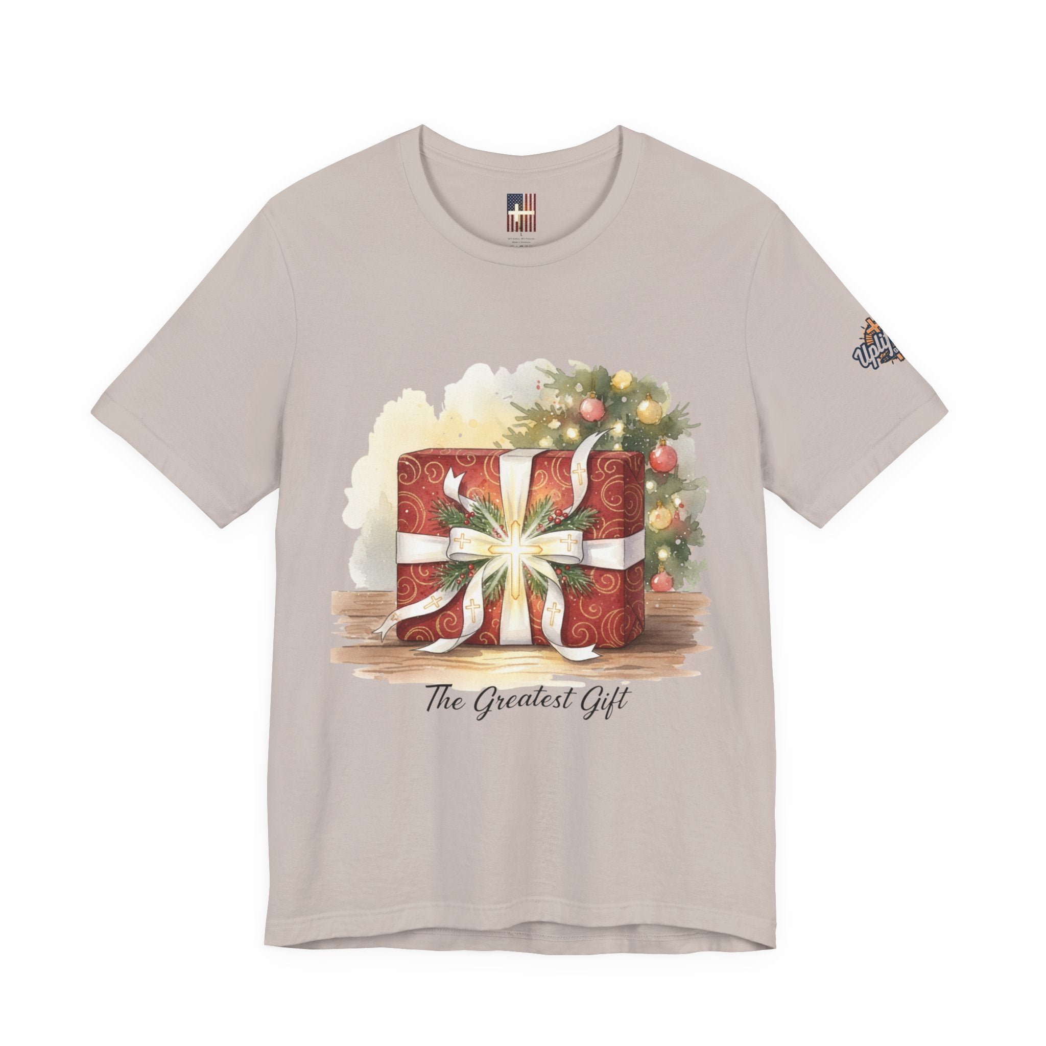 The Greatest Gift T-shirt – Cross Bow Present Christian T-shirt for Christmas Salvation & Eternal Faith Printify