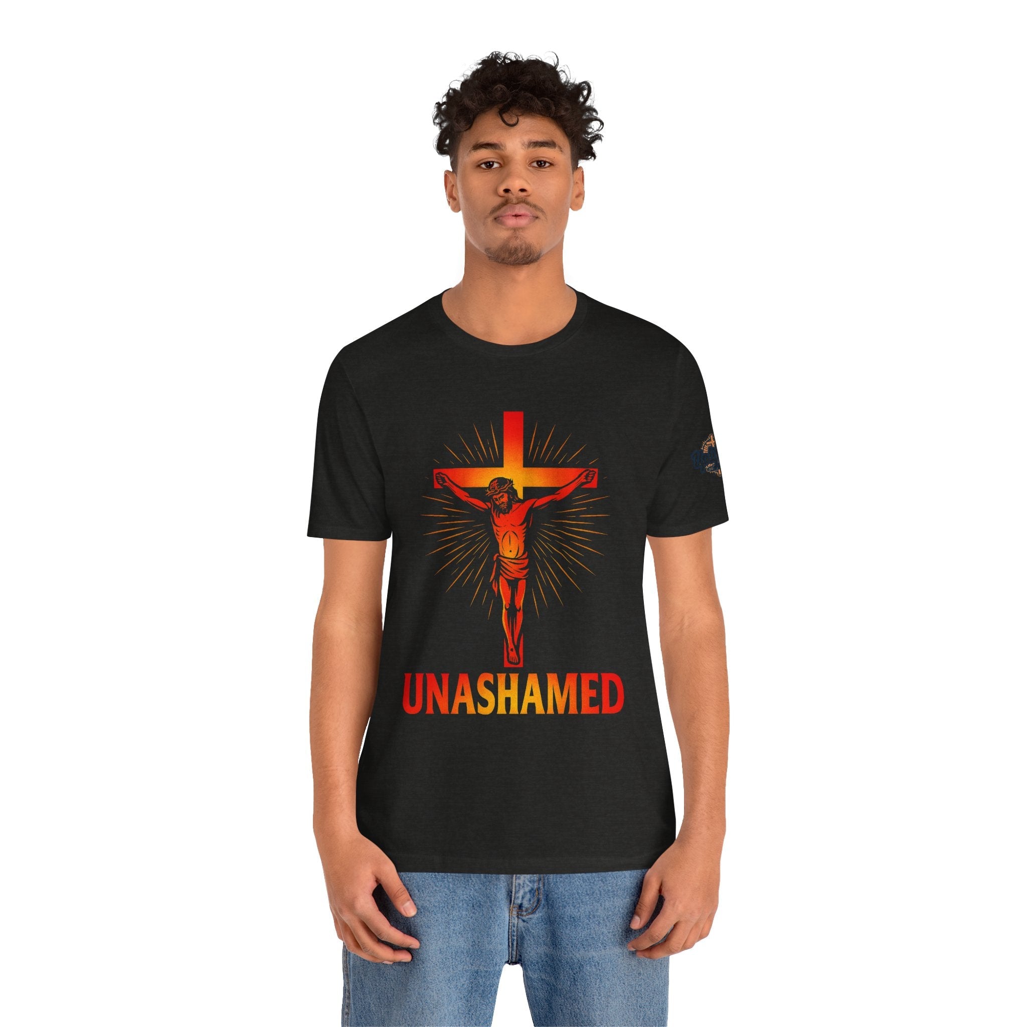 Unashamed T-shirt – Romans 1:16 Crucifixion Christian t-shirt for Bold Unwavering Faith Printify