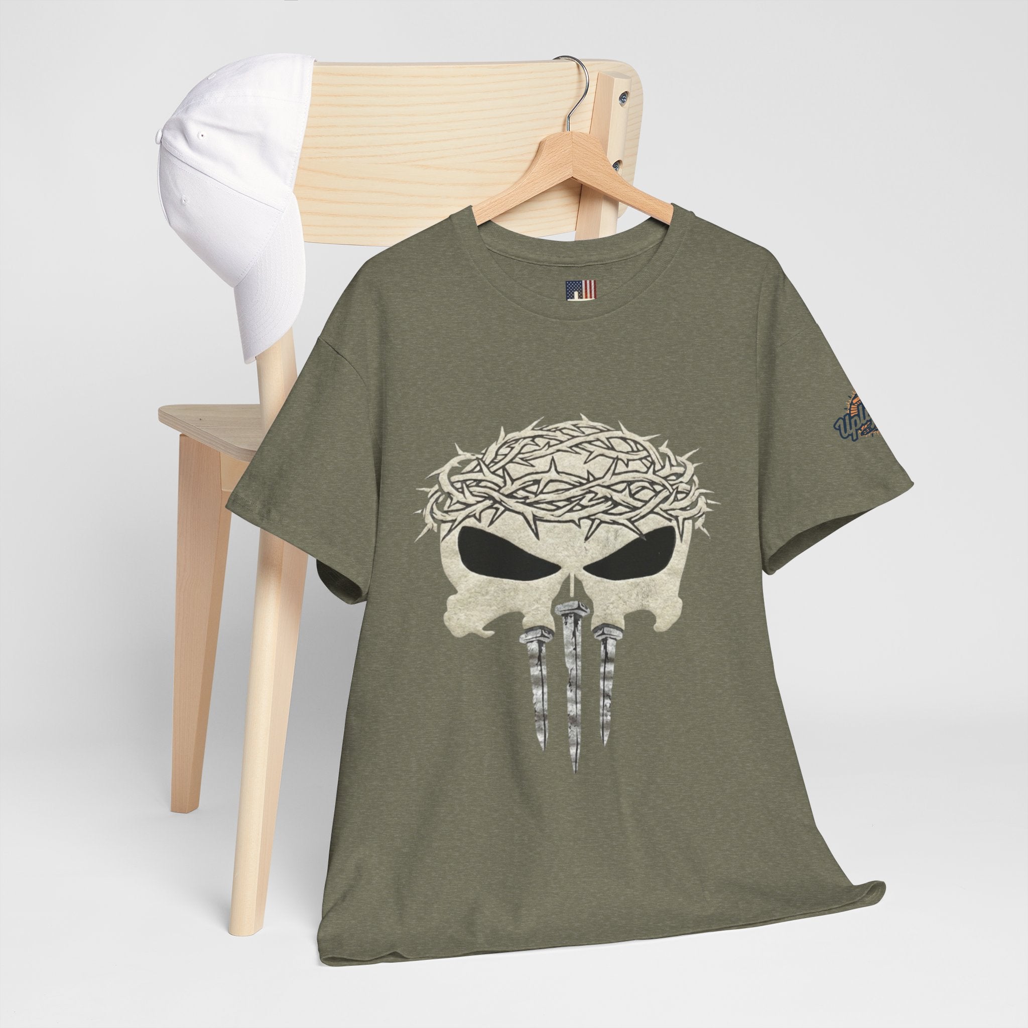 Christian Skull T-shirt - Crown of Thorns & Nails - Warrior Faith T-shirt Printify