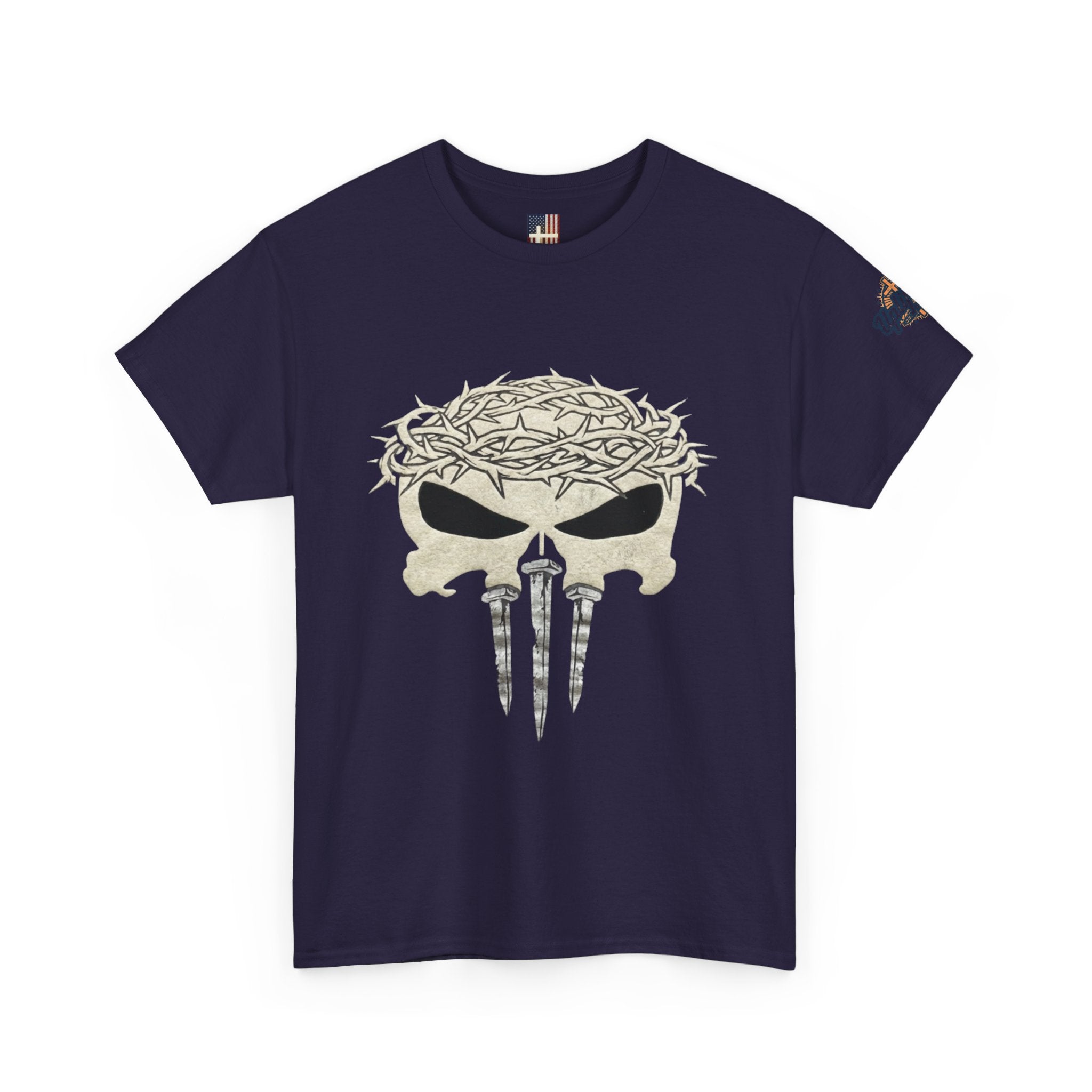 Christian Skull T-shirt - Crown of Thorns & Nails - Warrior Faith T-shirt Printify