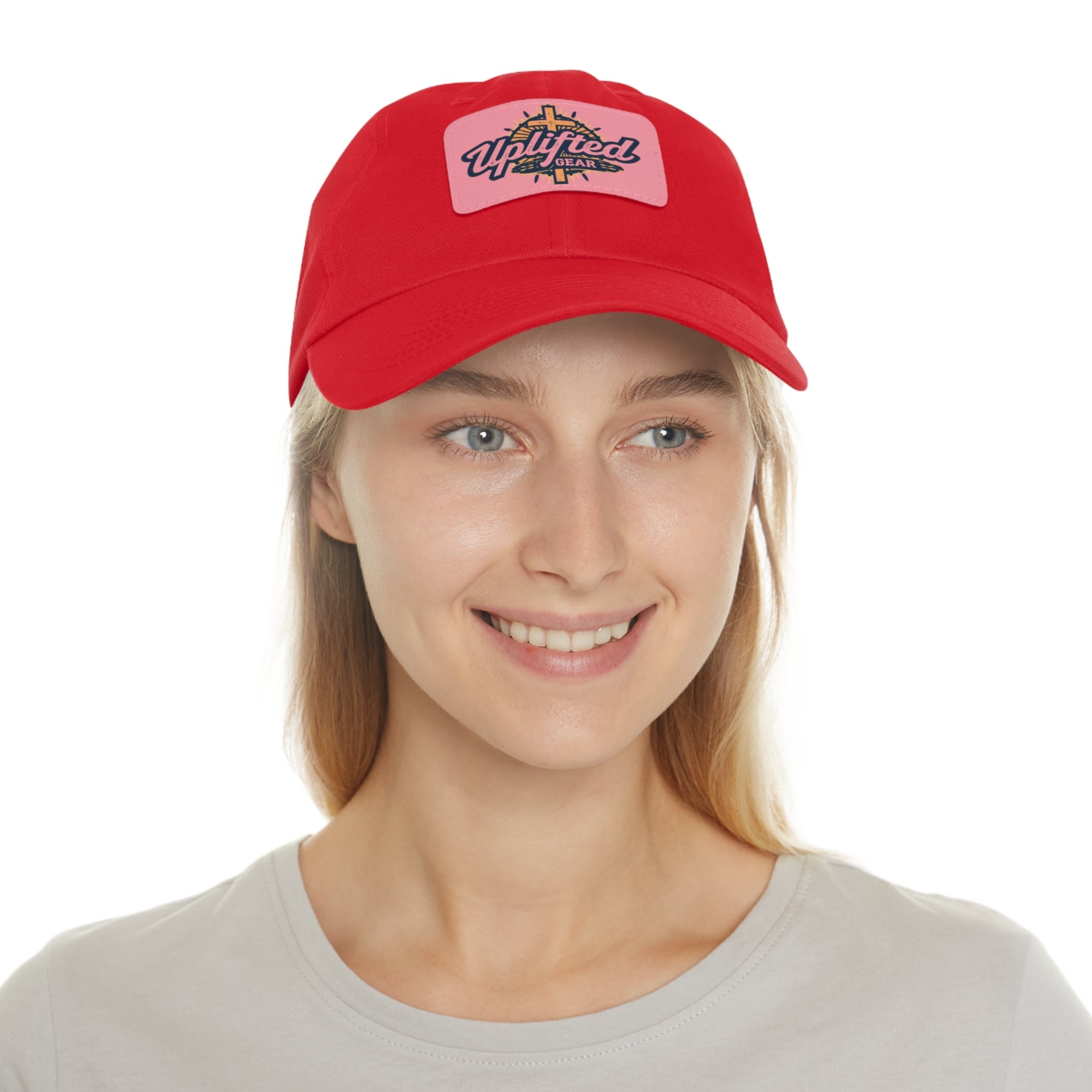Uplifted Gear Leather Patch Dad Hat — Vintage Aviation Logo Cap Printify