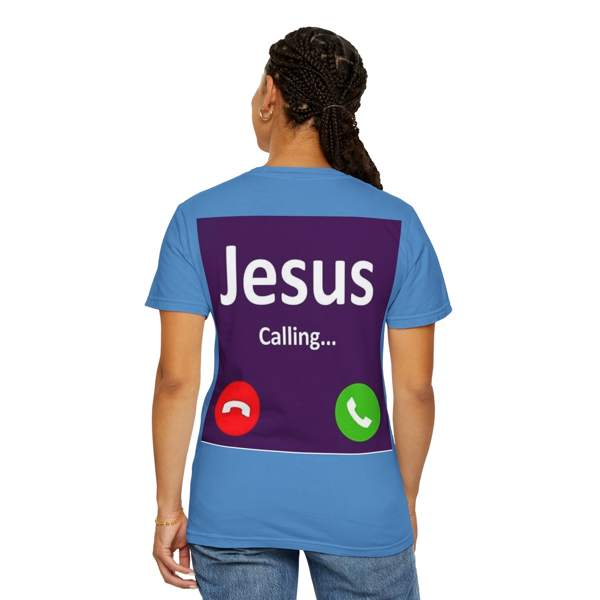 Jesus Calling T-shirt, – Funny Cell Phone Screen Christian T-shirt, for Divine Connection & Faith Humor Printify