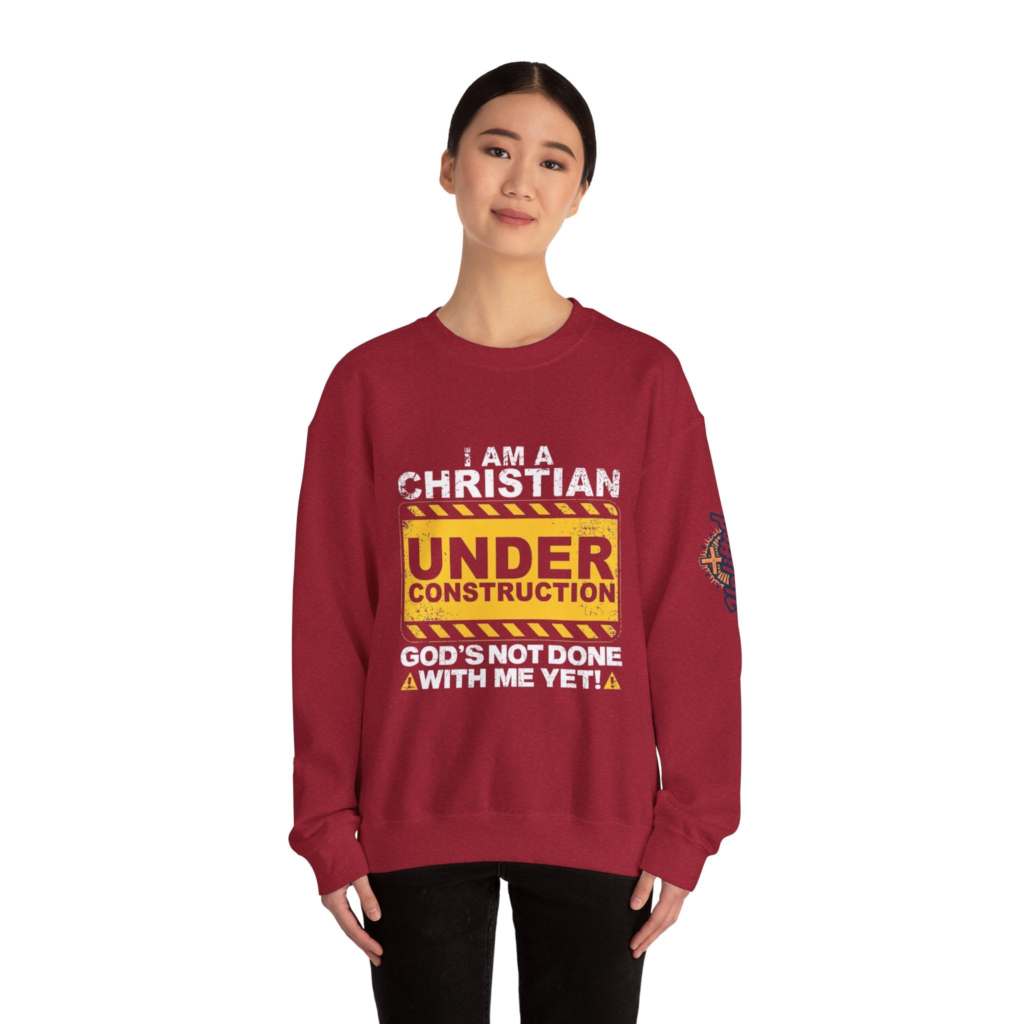 Christian Under Construction Sweatshirt | God Is Not Done With Me Yet Sweatshirt Printify