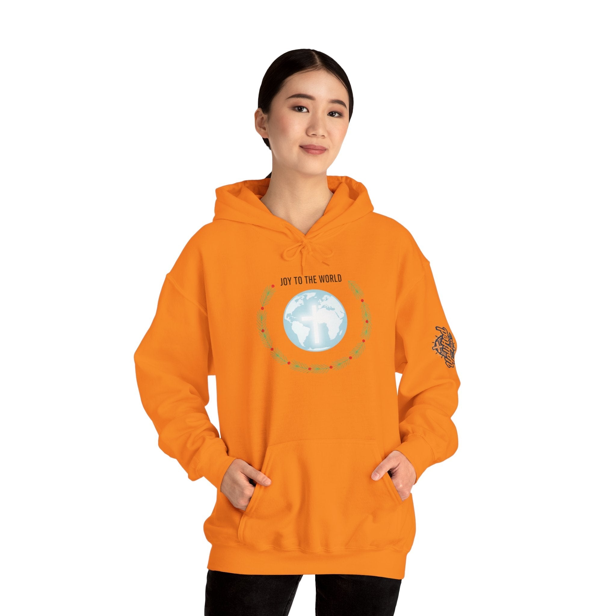 Joy to the World Hoodie – Wreath Earth Nativity Christian Christmas Sweatshirt for Isaiah 9:6 Holiday Faith & Festive Joy Printify