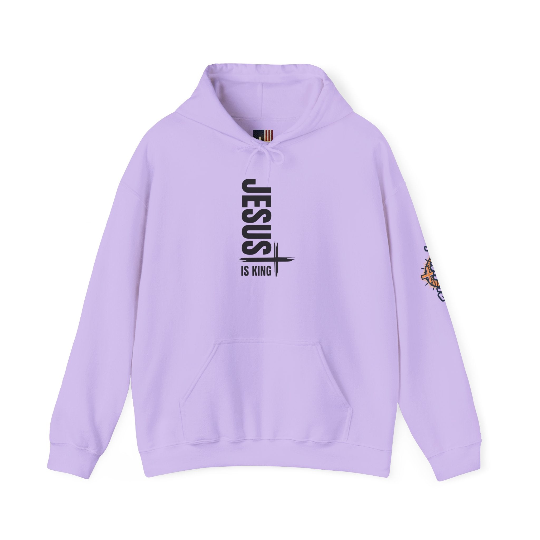 Jesus Is King Hoodie | Modern Typographic Cross Christian Hoodie Printify