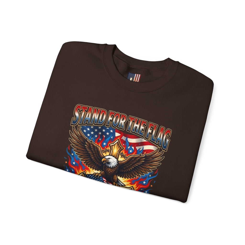 Stand for the Flag Kneel for the Cross Sweatshirt | Patriotic Eagle Sweatshirt Printify