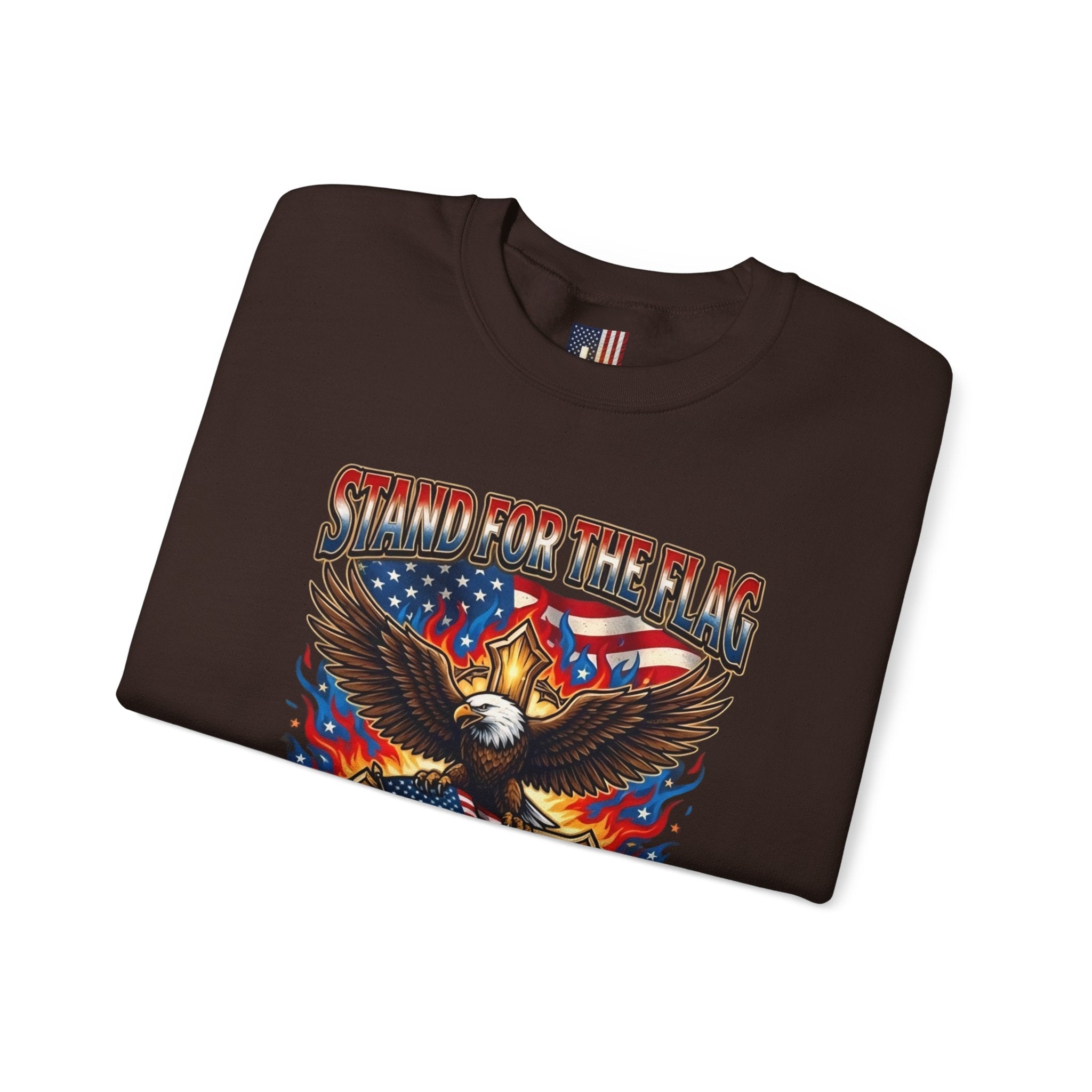 Stand for the Flag Kneel for the Cross Sweatshirt | Patriotic Eagle Sweatshirt Printify