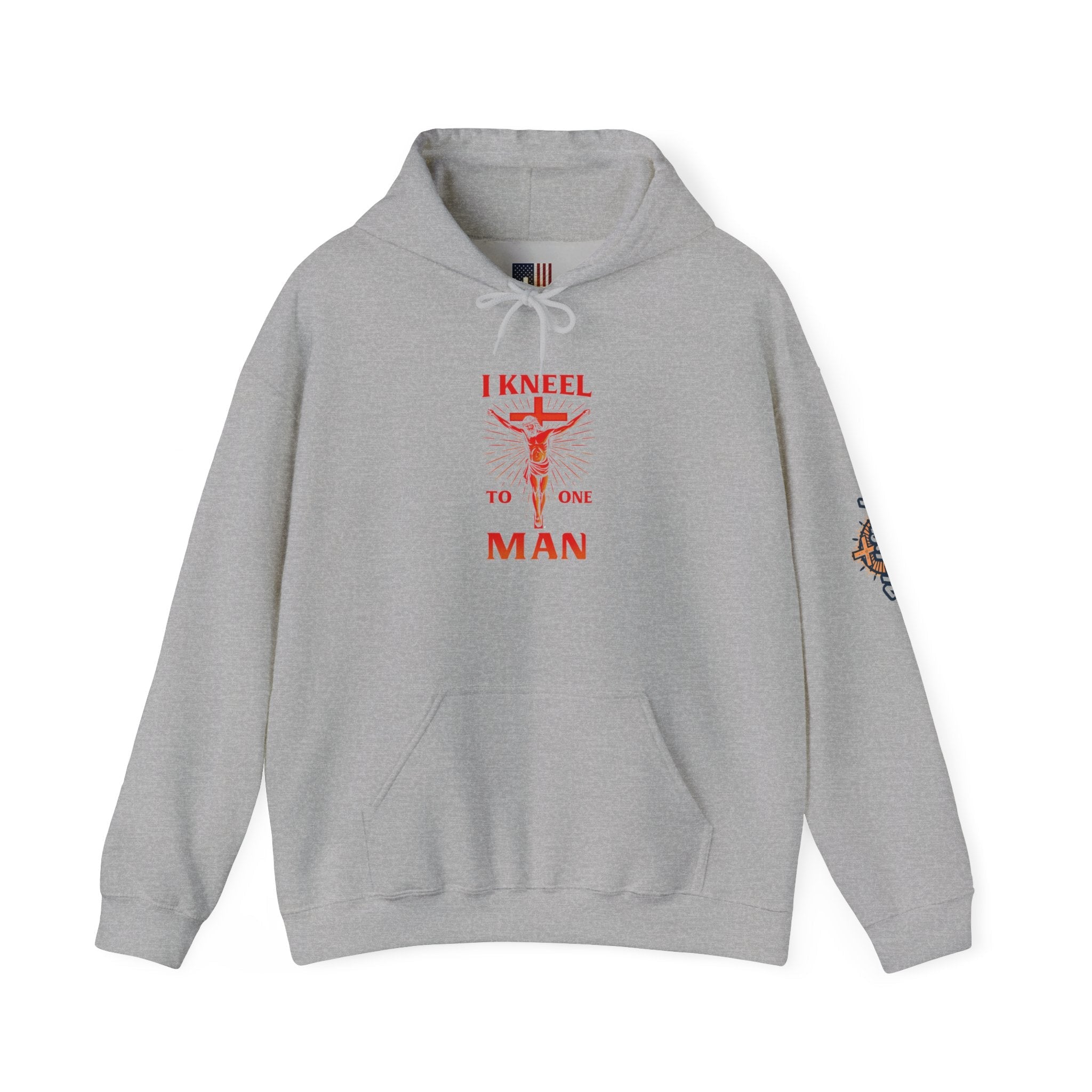 I Kneel to One Man Hoodie – Crucifixion Christian Sweatshirt for Unashamed Devotion & Bold Faith Printify