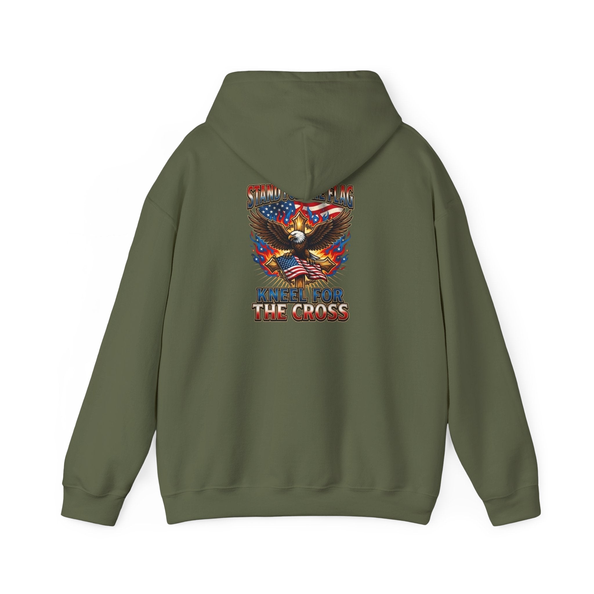 Stand for the Flag Kneel for the Cross Hoodie | Patriotic Eagle Hoodie Printify
