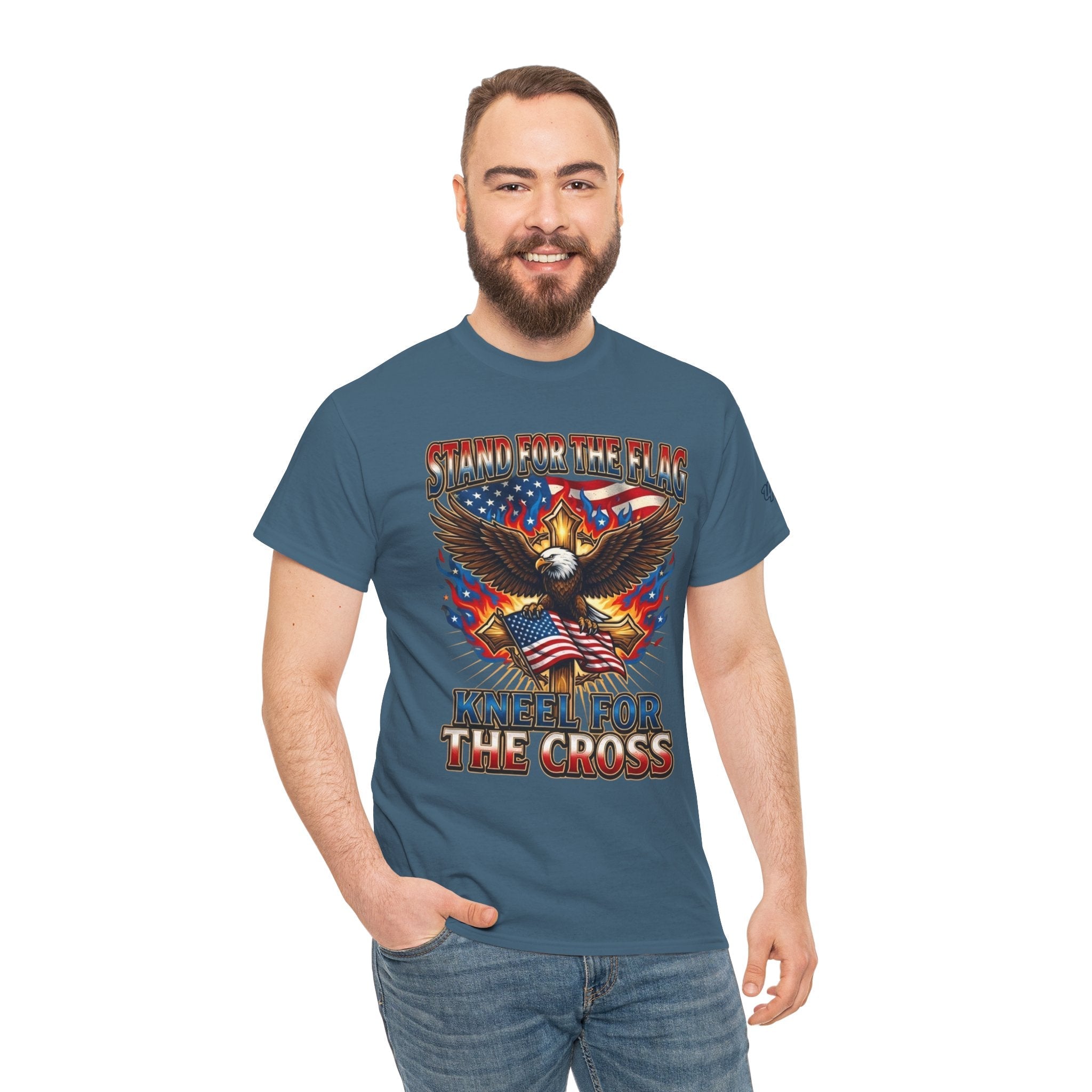 Stand for the Flag Kneel for the Cross T-shirt | Patriotic Eagle T-shirt Printify