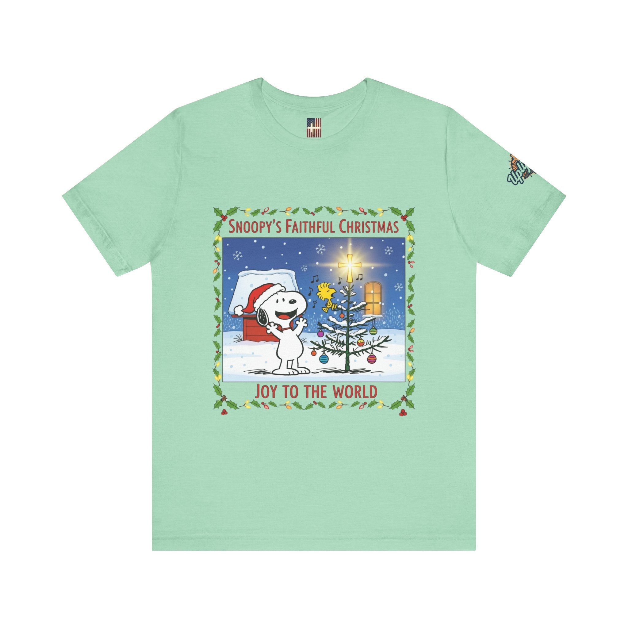 🎄 Faithful Christmas Friends – Christian Holiday T-Shirt | Festive Tree & Cartoon Duo | Heartwarming Christmas Tee by Uplifted Gear Printify