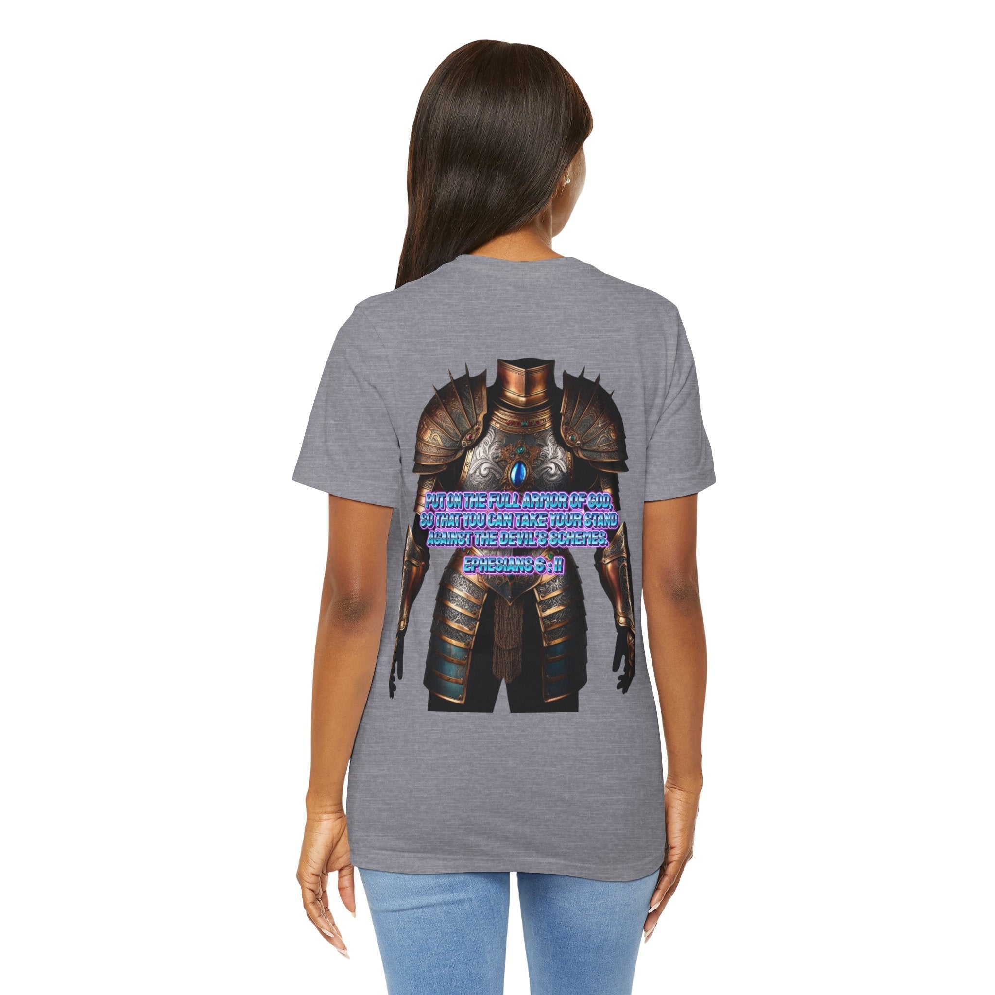 Religious Graphic Tee with Armor Of God Design Unisex Jersey Short Sleeve Tee Printify