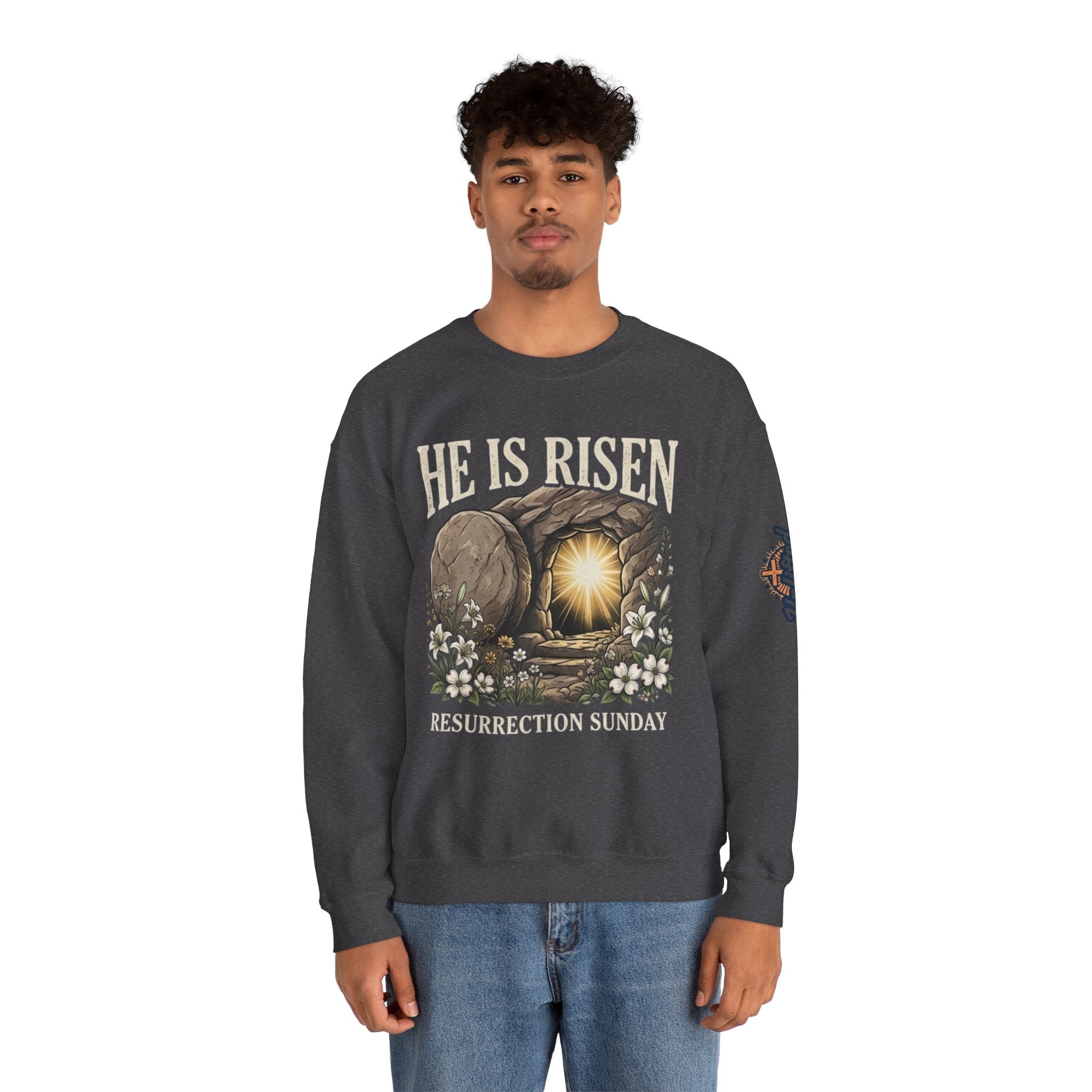 He Is Risen Sweatshirt — Jesus Christ Resurrection Easter Sweatshirt Printify