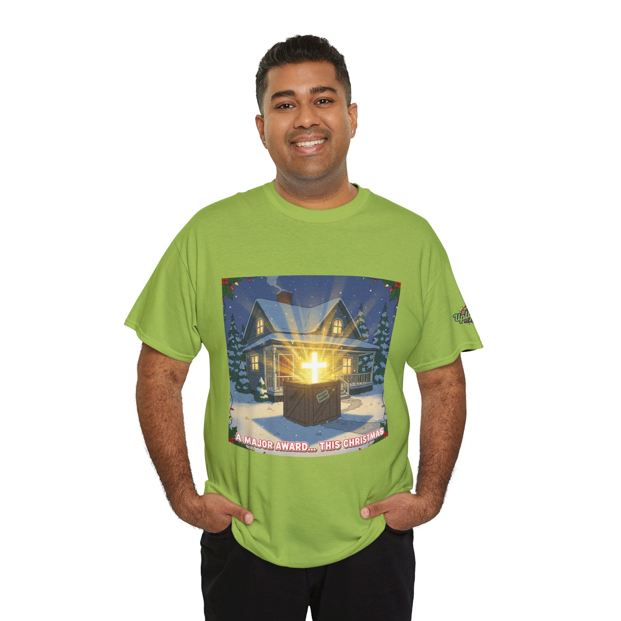 A Major Award This Christmas T-shirt – Fragile Leg Lamp Parody Cross Unboxing Christian T-shirt for Hilarious Faith & Holiday Glow Printify