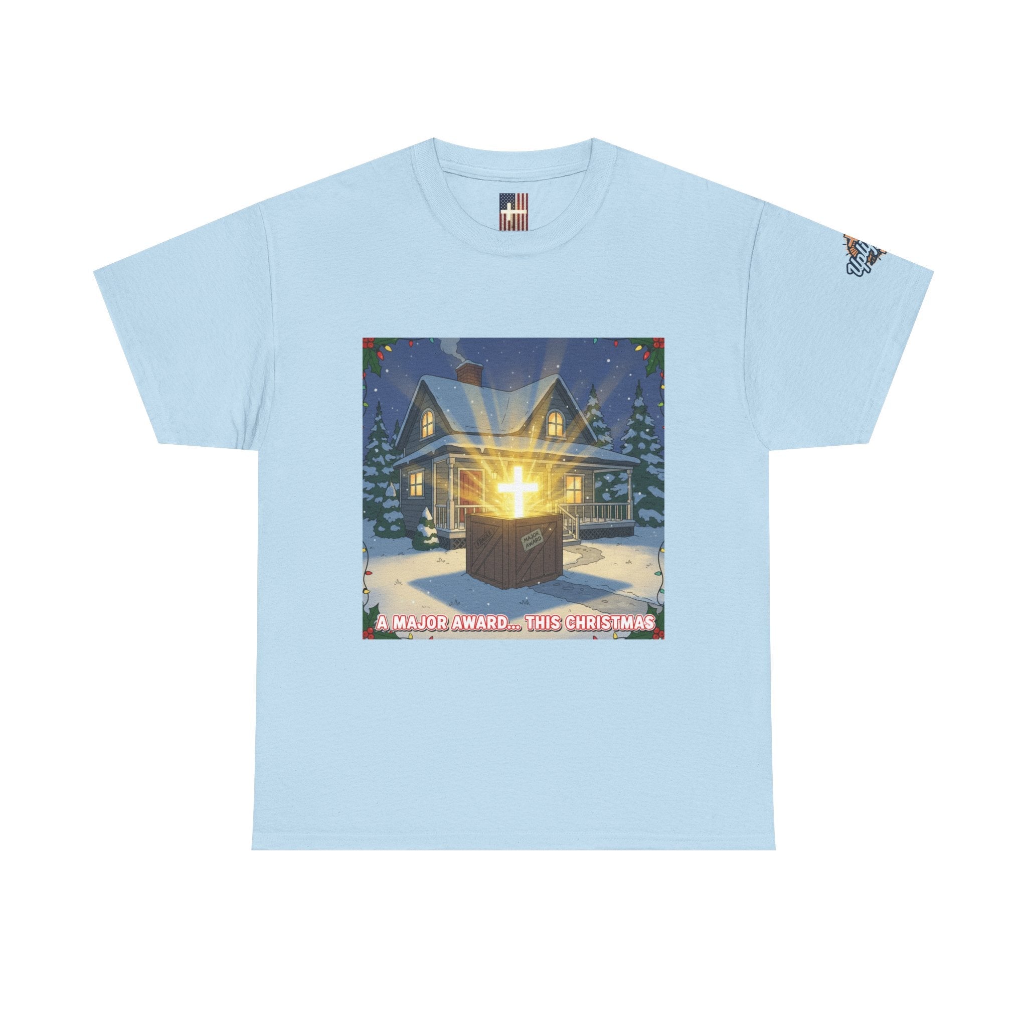 A Major Award This Christmas T-shirt – Fragile Leg Lamp Parody Cross Unboxing Christian T-shirt for Hilarious Faith & Holiday Glow Printify