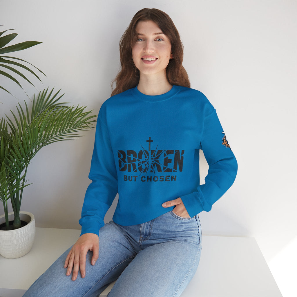 Broken But Chosen Crewneck Sweatshirt Printify