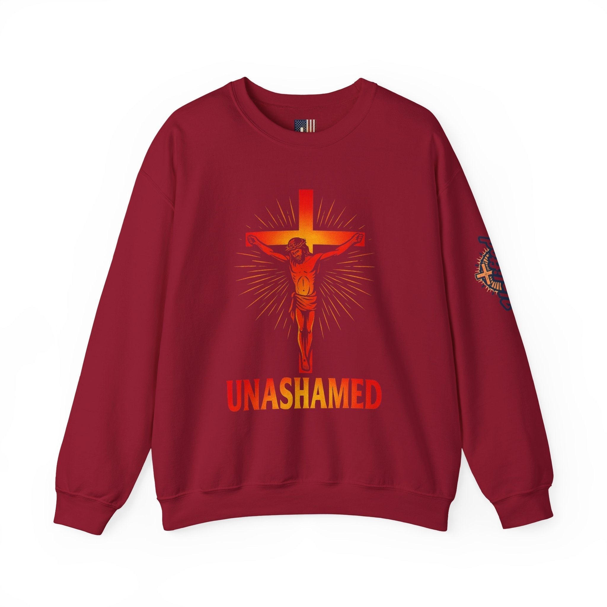 Unashamed Sweatshirt – Romans 1:16 Crucifixion Christian Sweatshirt for Bold Unwavering Faith Printify