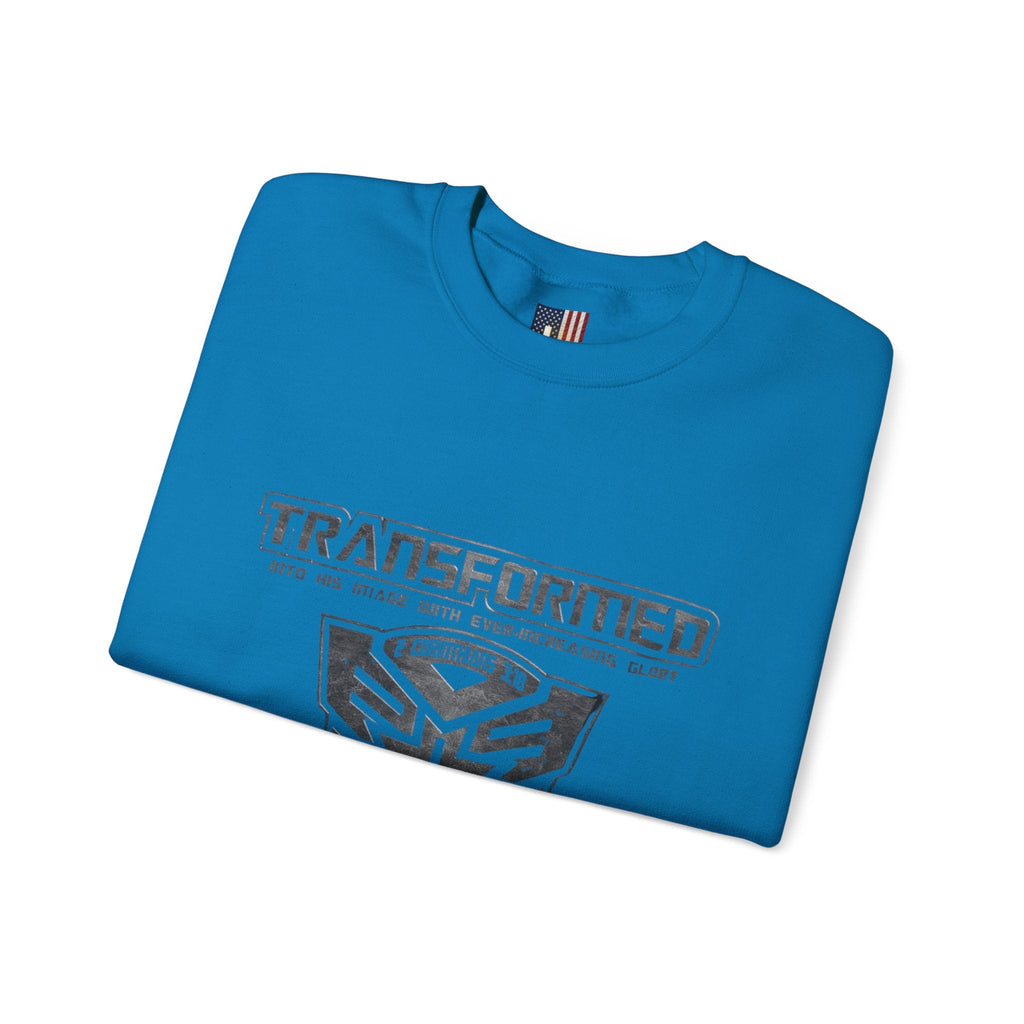 Transformer Logo Christian Sweatshirt | 2 Corinthians 3:18 Bible Verse Sweatshirt Printify