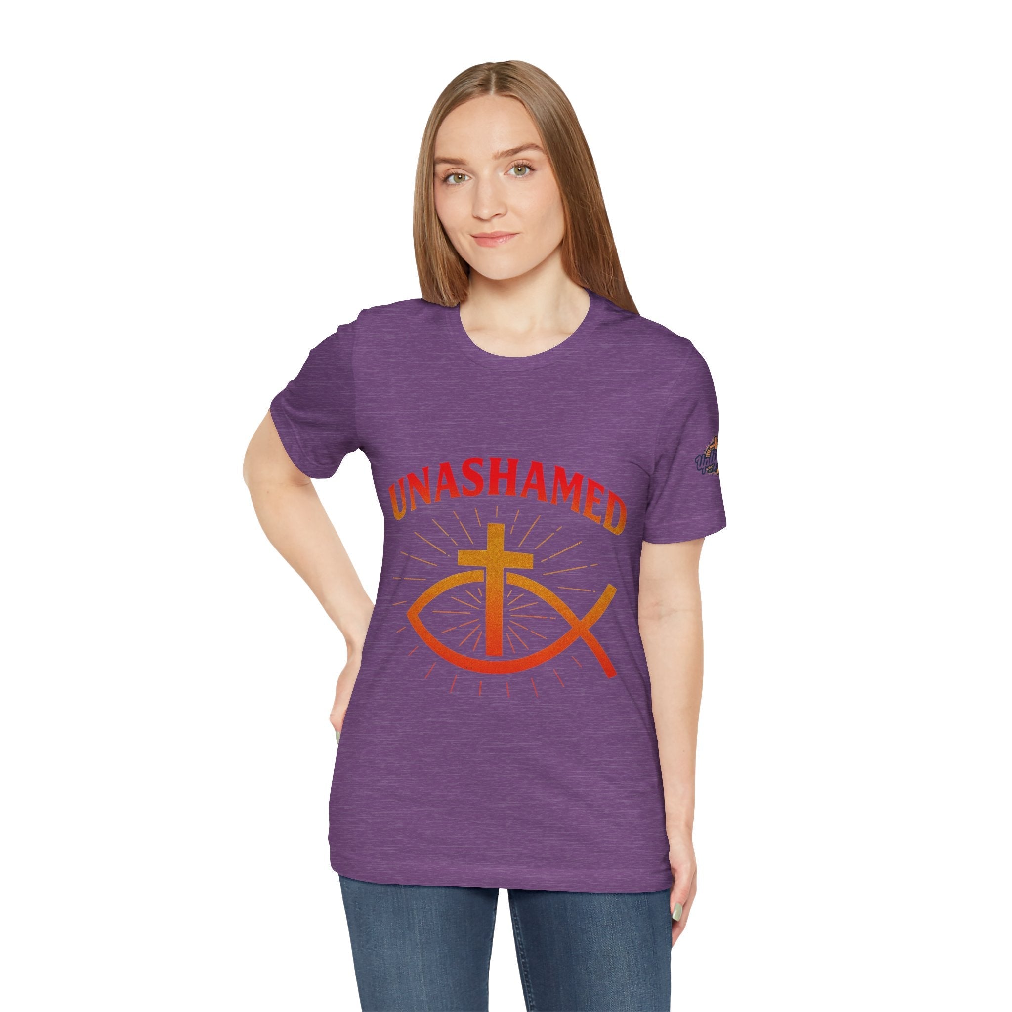 Unashamed T-shirt – Ichthys Jesus Fish & Cross Christian T-shirt for Romans 1:16 Bold Faith Printify