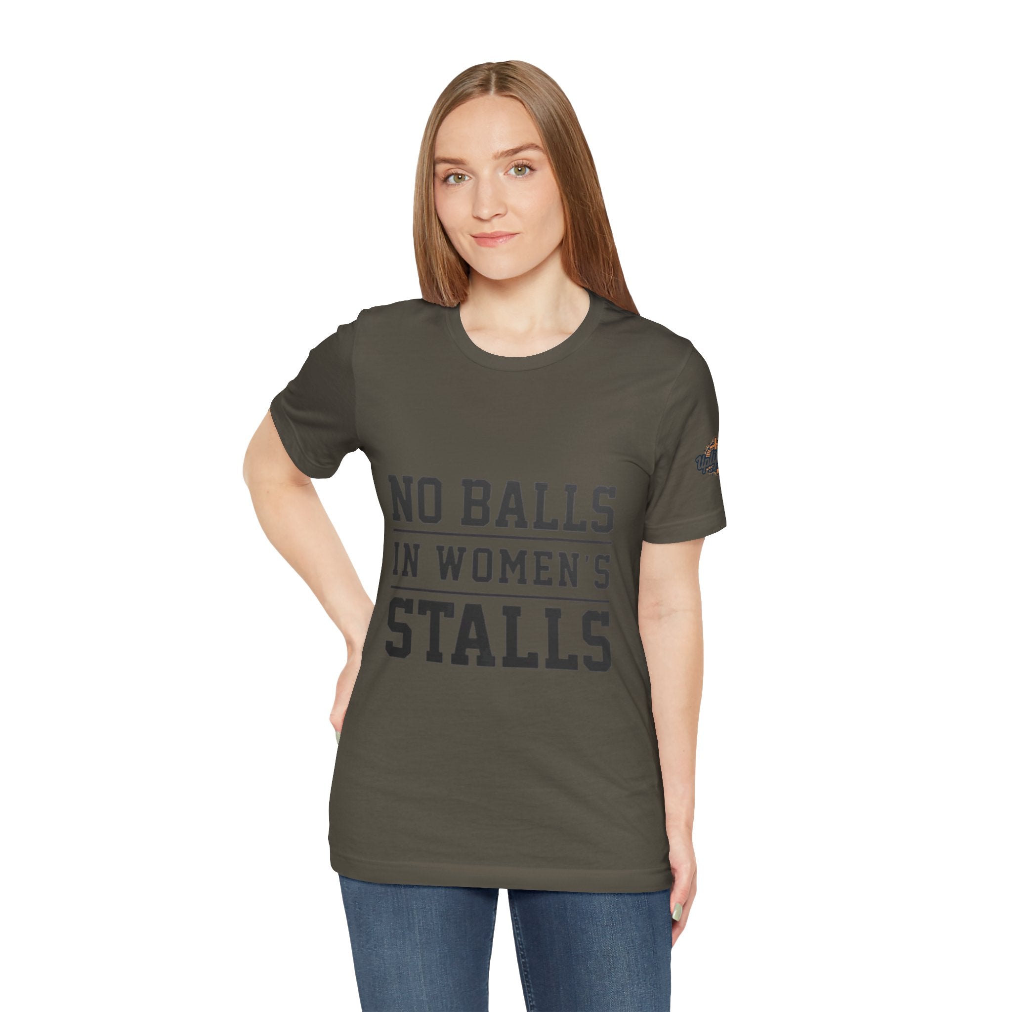 No Balls in Women's Stalls Statement T-Shirt Printify