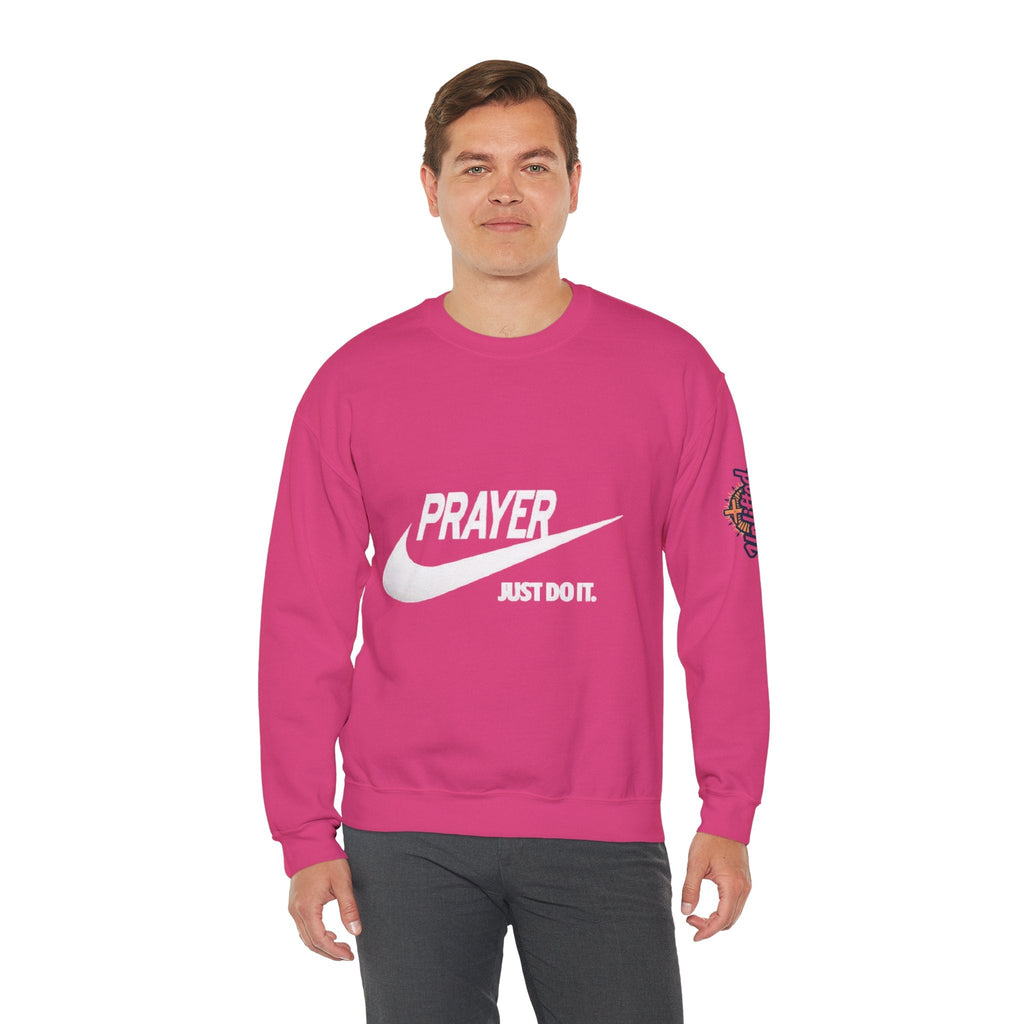 Prayer Just Do It Sweatshirt - Funny Christian Nike Parody Sweatshirt - Faith Gear Printify