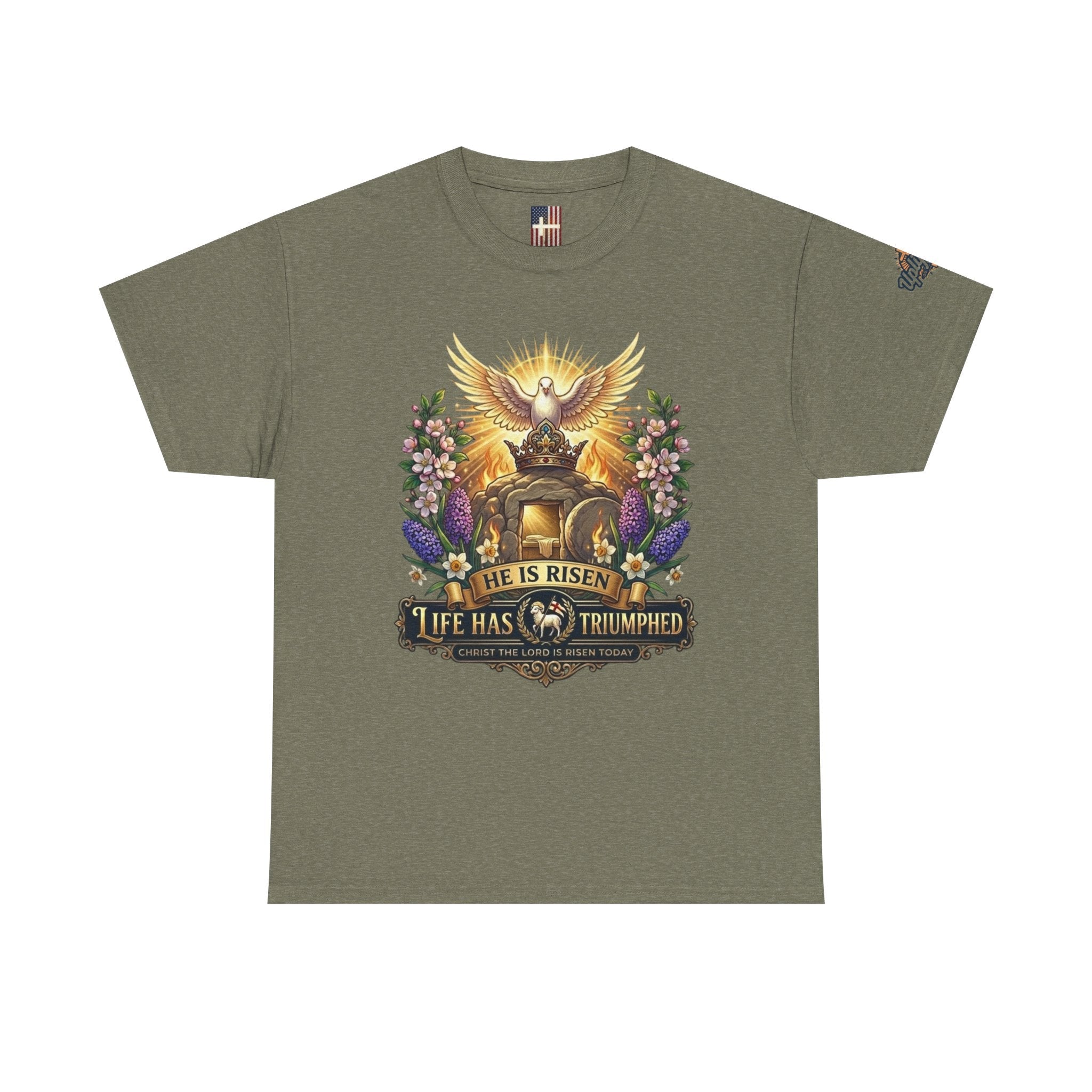 He Is Risen "Life Has Triumphed" T-Shirt — Easter Resurrection Christian Tee Printify