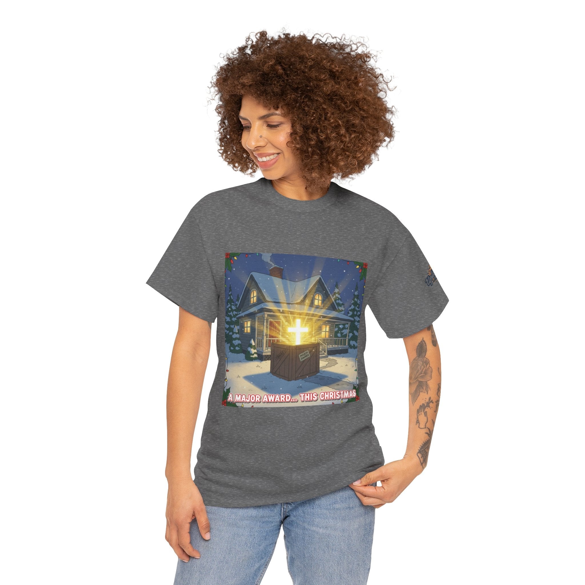 A Major Award This Christmas T-shirt – Fragile Leg Lamp Parody Cross Unboxing Christian T-shirt for Hilarious Faith & Holiday Glow Printify