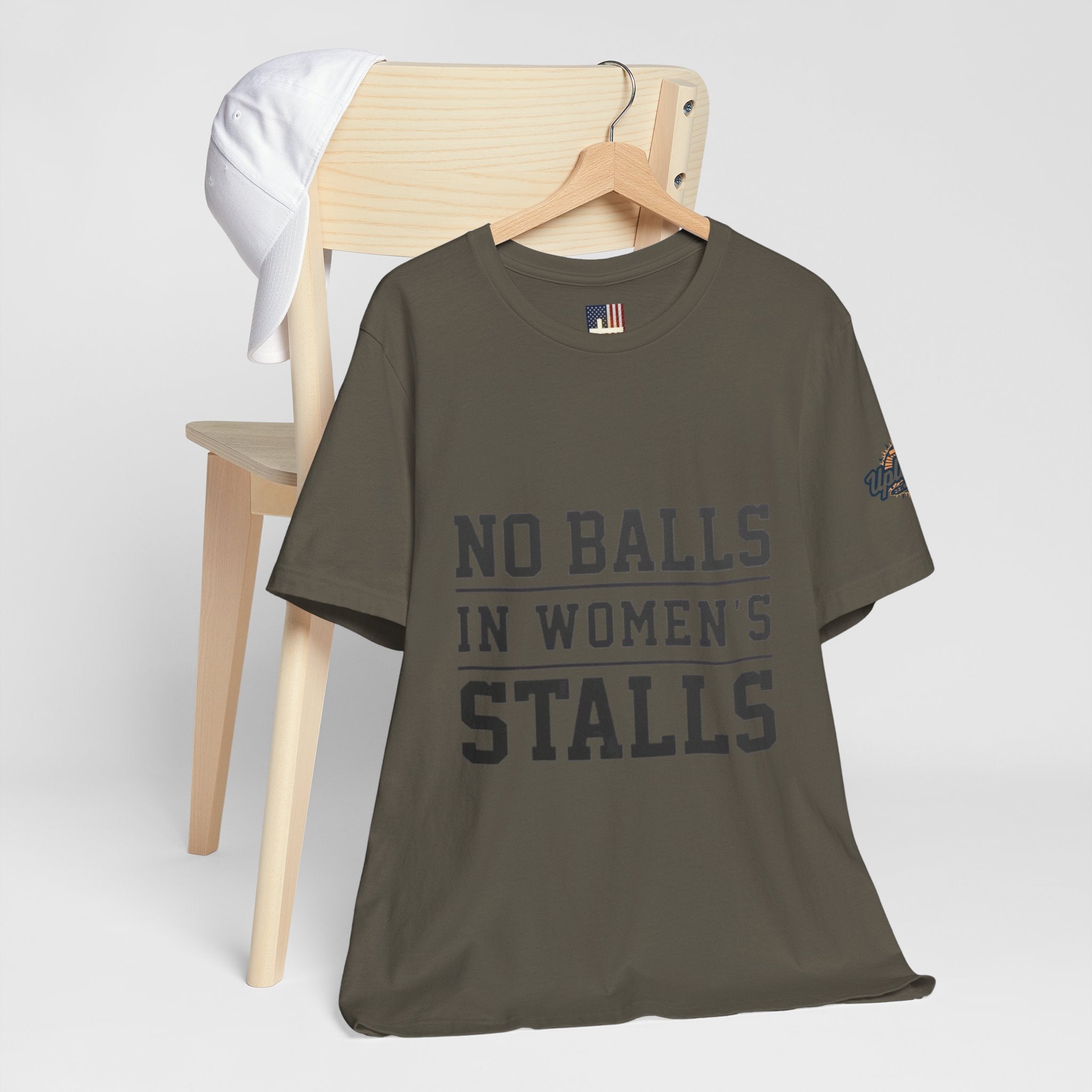 No Balls in Women's Stalls Statement T-Shirt Printify