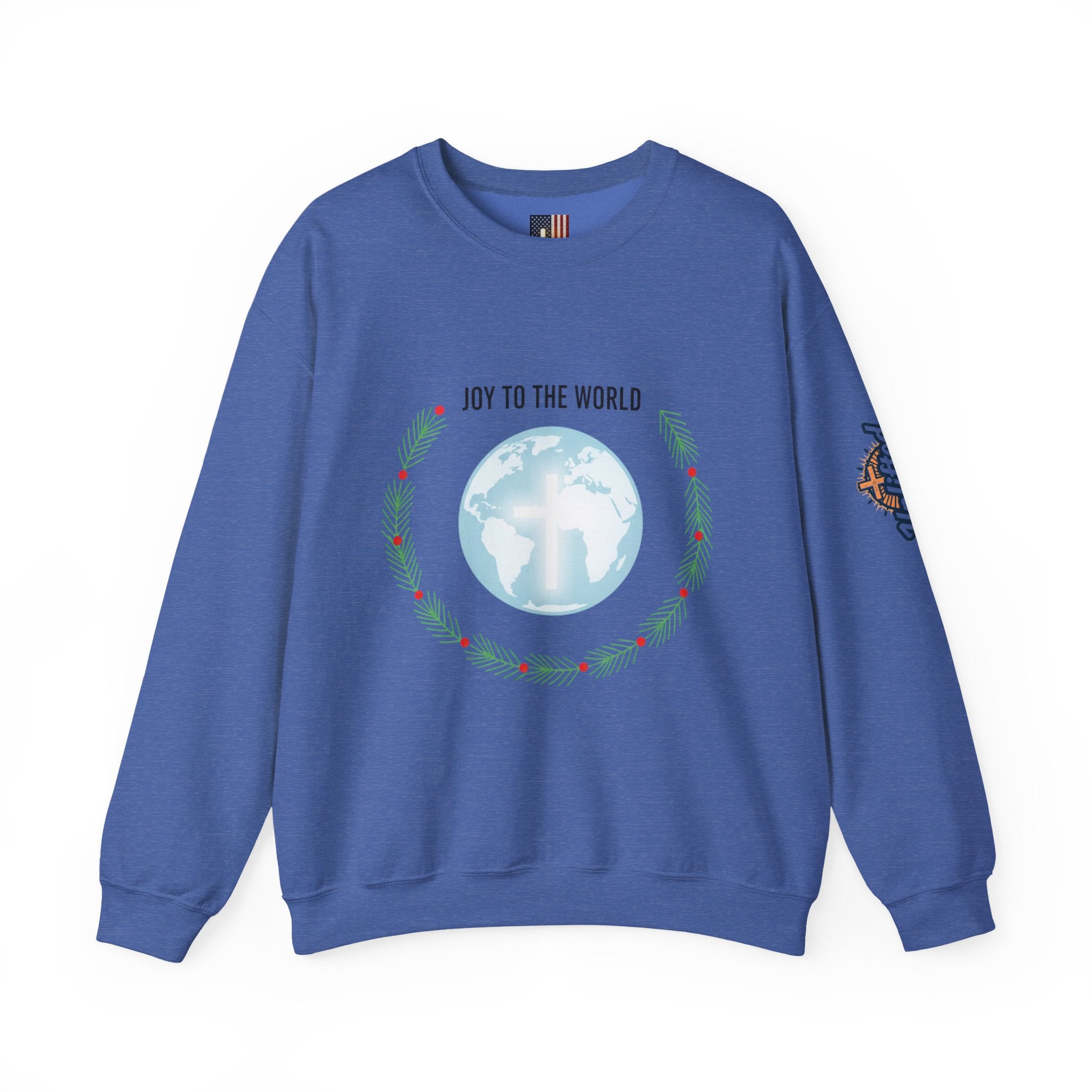 Joy to the World Sweatshirt – Wreath Earth Nativity Christian Christmas Sweatshirt for Isaiah 9:6 Holiday Faith & Festive Joy Printify
