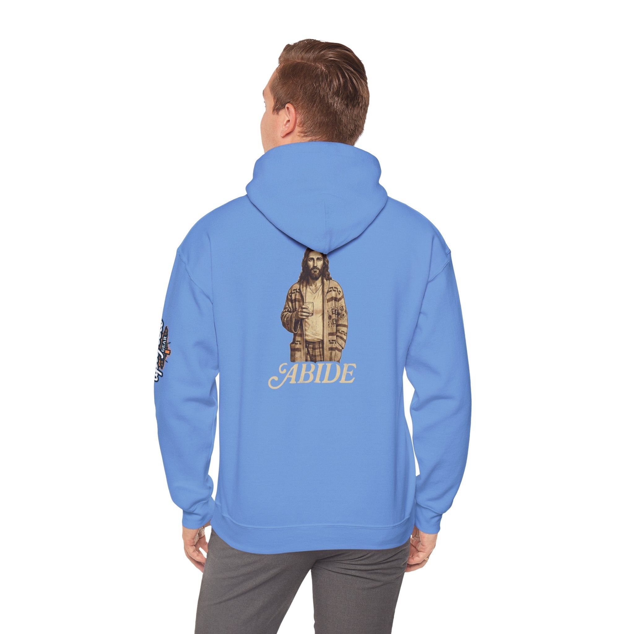 Abide Jesus Hoodie — Vintage 'The Dude' Religious Graphic Hoodie Printify