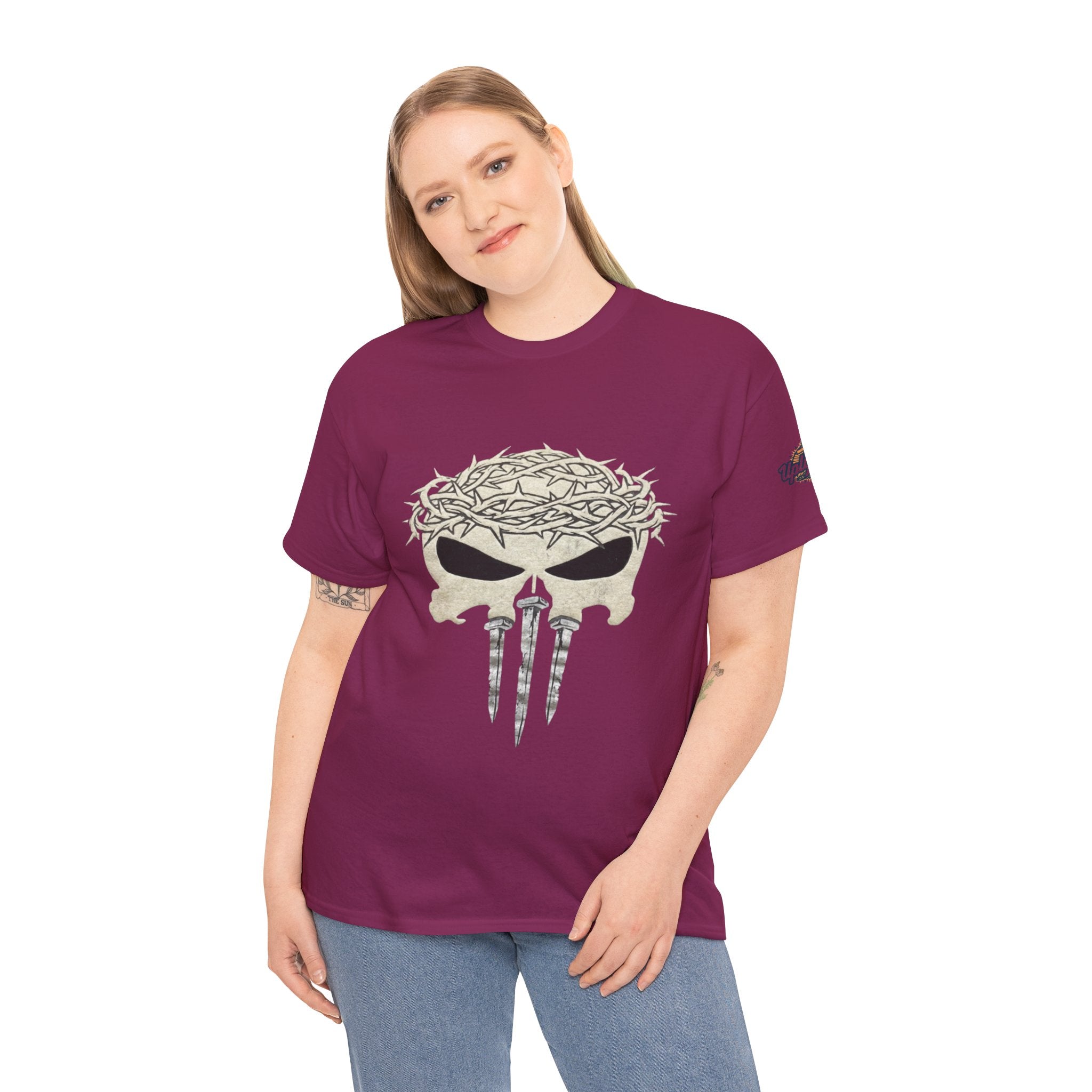 Christian Skull T-shirt - Crown of Thorns & Nails - Warrior Faith T-shirt Printify