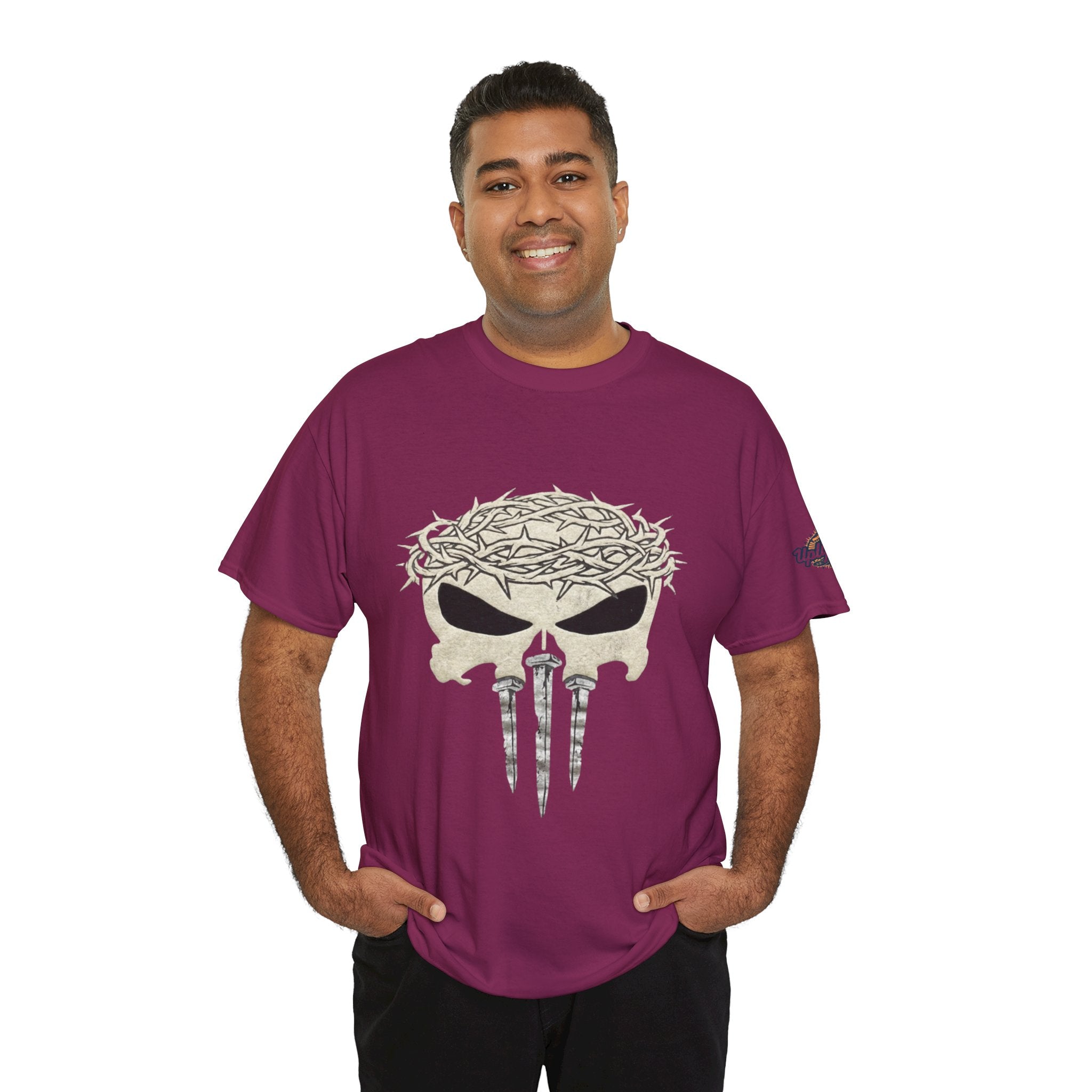 Christian Skull T-shirt - Crown of Thorns & Nails - Warrior Faith T-shirt Printify