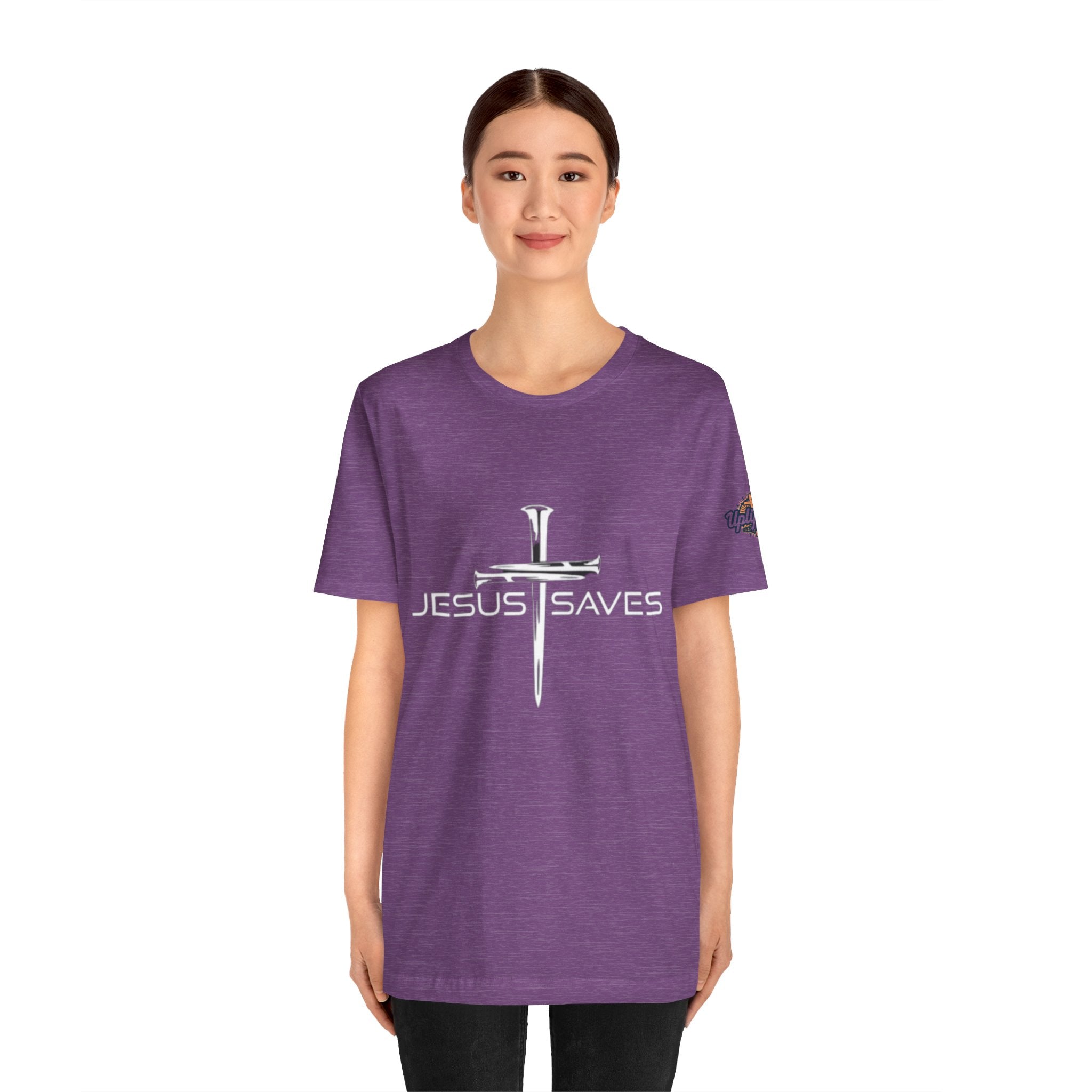 Jesus Saves T-shirt – 3 Nails Crucifix Cross Christian T-shirt for Redemption Faith & Bold Salvation Printify