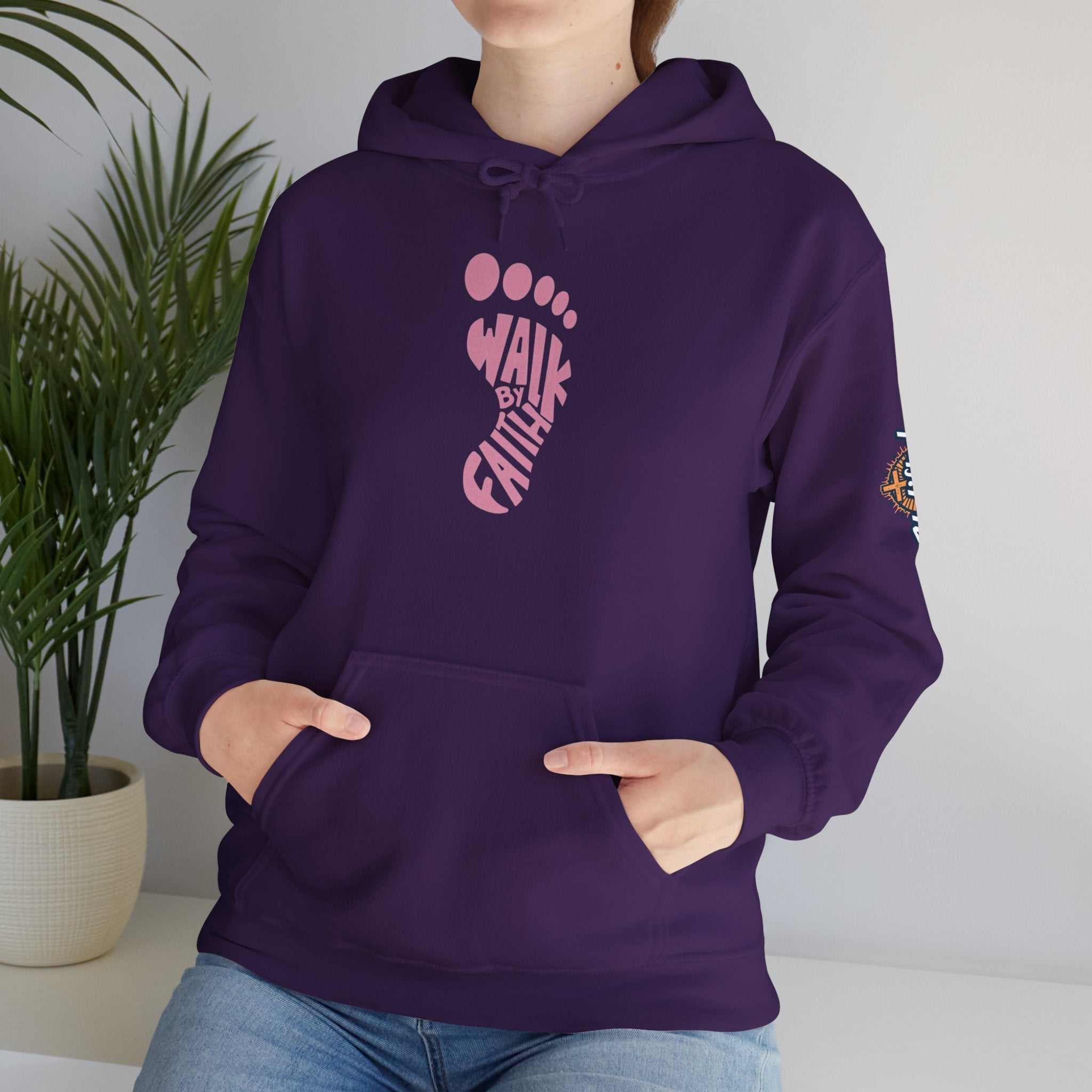 Walk By Faith Footprint Hoodie Printify