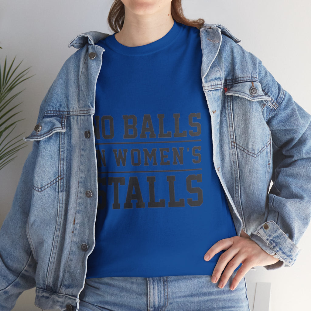 No Balls in Women's Stalls Retro Protest T-Shirt Printify