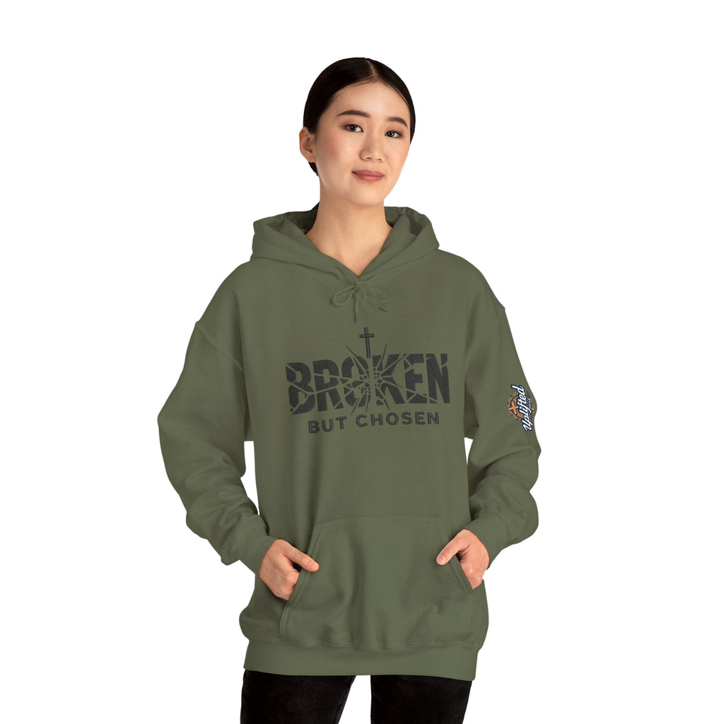 Broken But Chosen Hoodie — Christian Faith Graphic Sweatshirt Printify