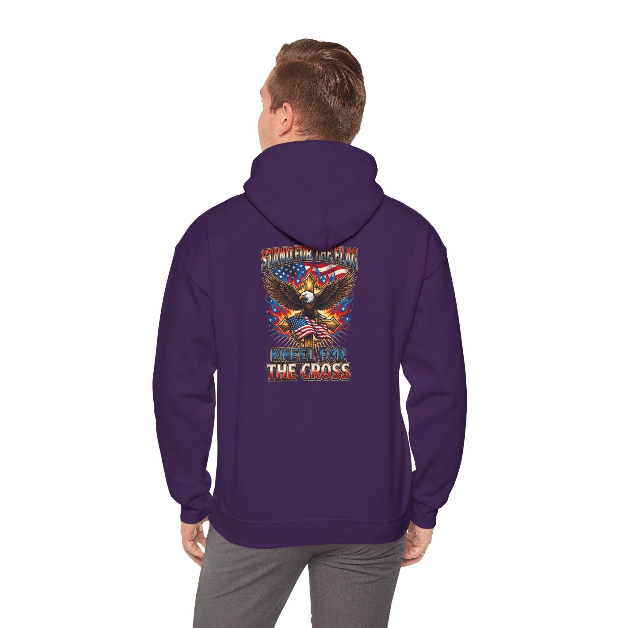 Stand for the Flag Kneel for the Cross Hoodie | Patriotic Eagle Hoodie Printify