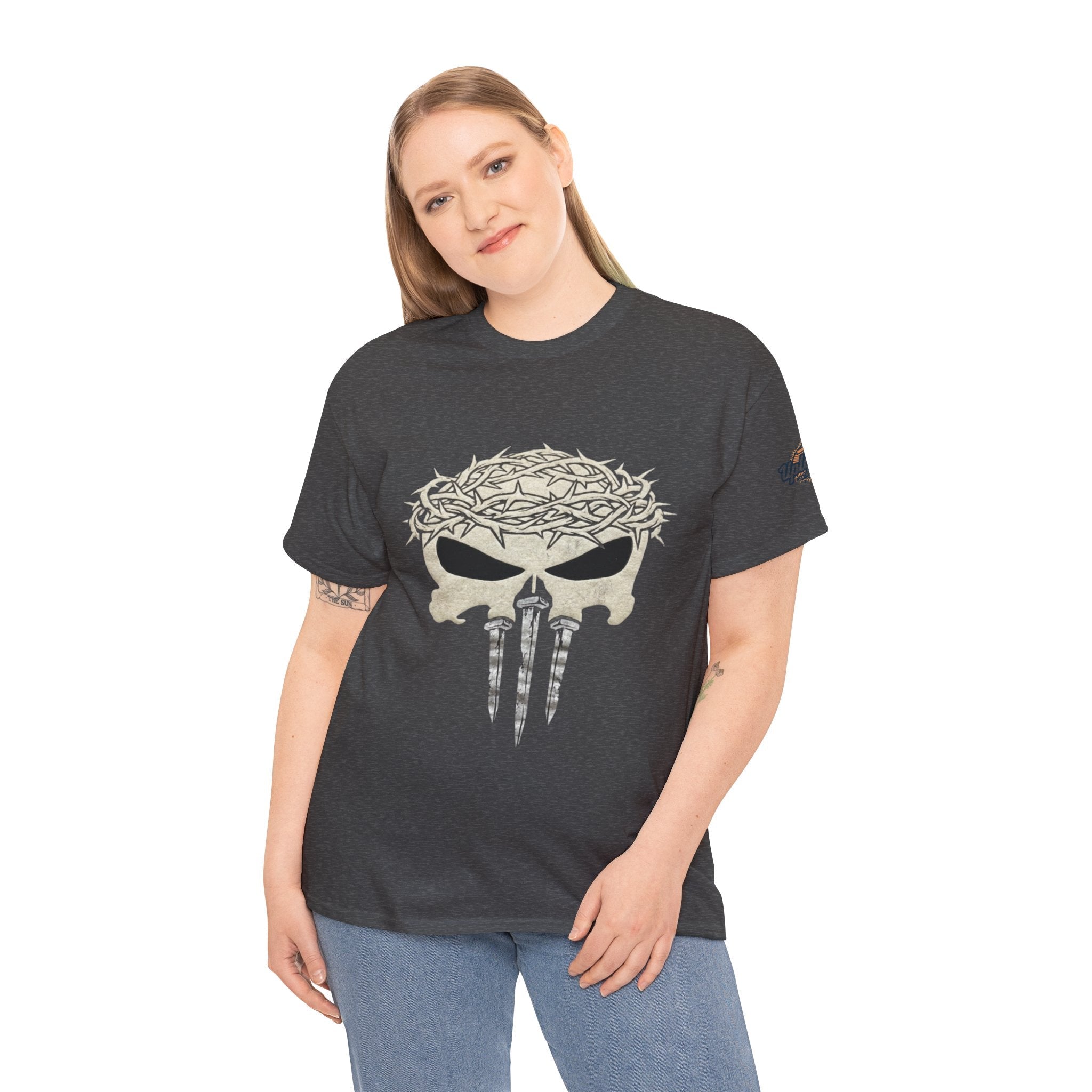 Christian Skull T-shirt - Crown of Thorns & Nails - Warrior Faith T-shirt Printify